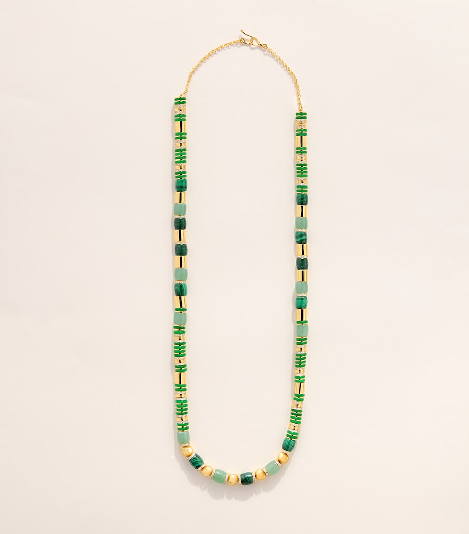 Eddie Borgo Gold-Plated Jade, Malachite and Pavé Crystal Patch Necklace Malachite/new Jade Image 3