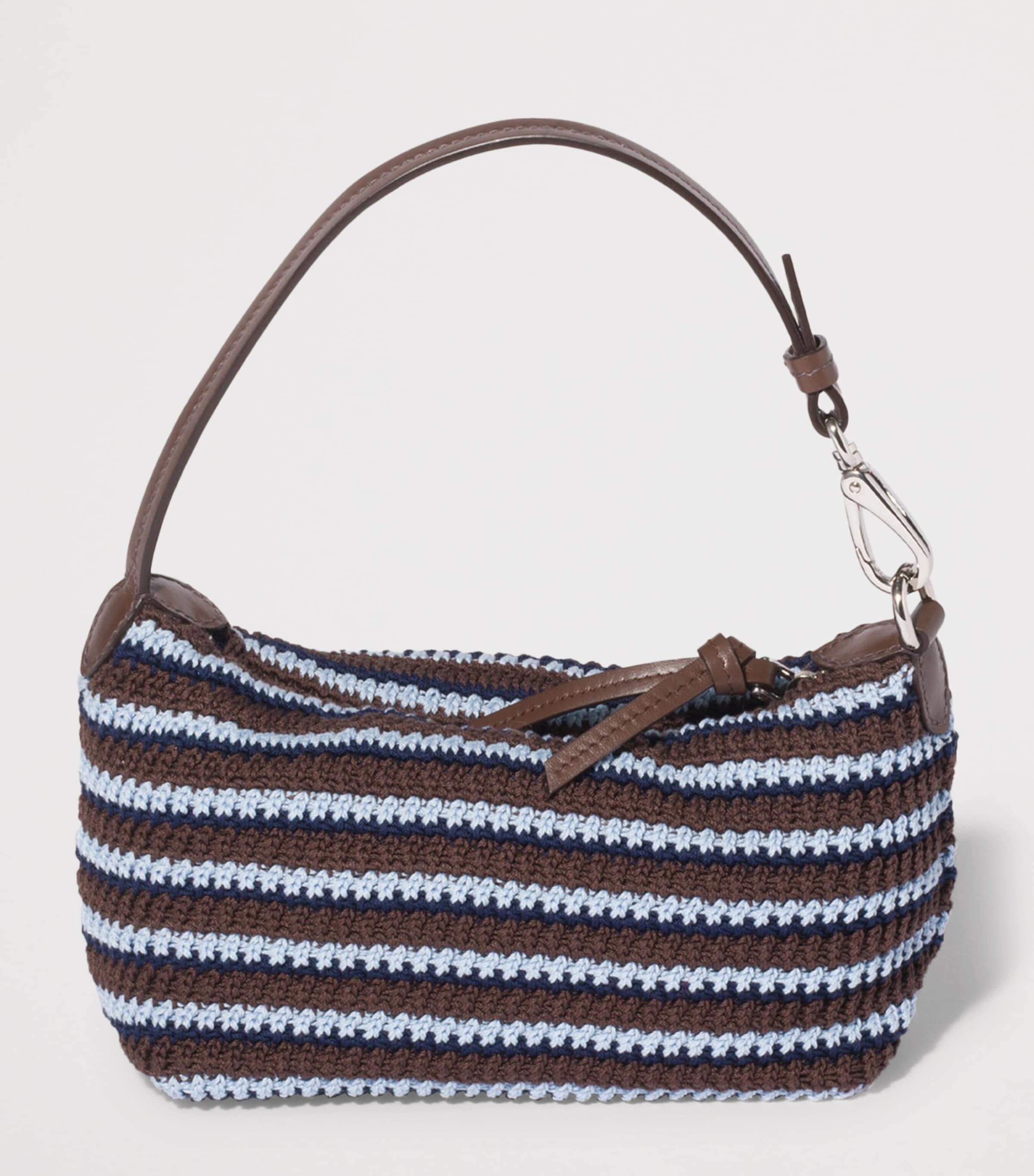 Miu Miu Crochet Stripe Shoulder Bag Brown Image 3