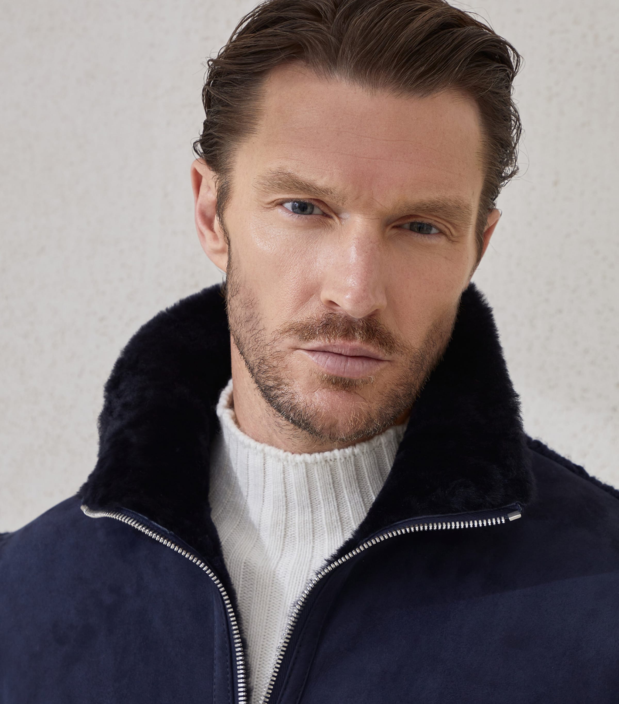 Suede Knit Insert Bomber Jacket CFN19 Image 7