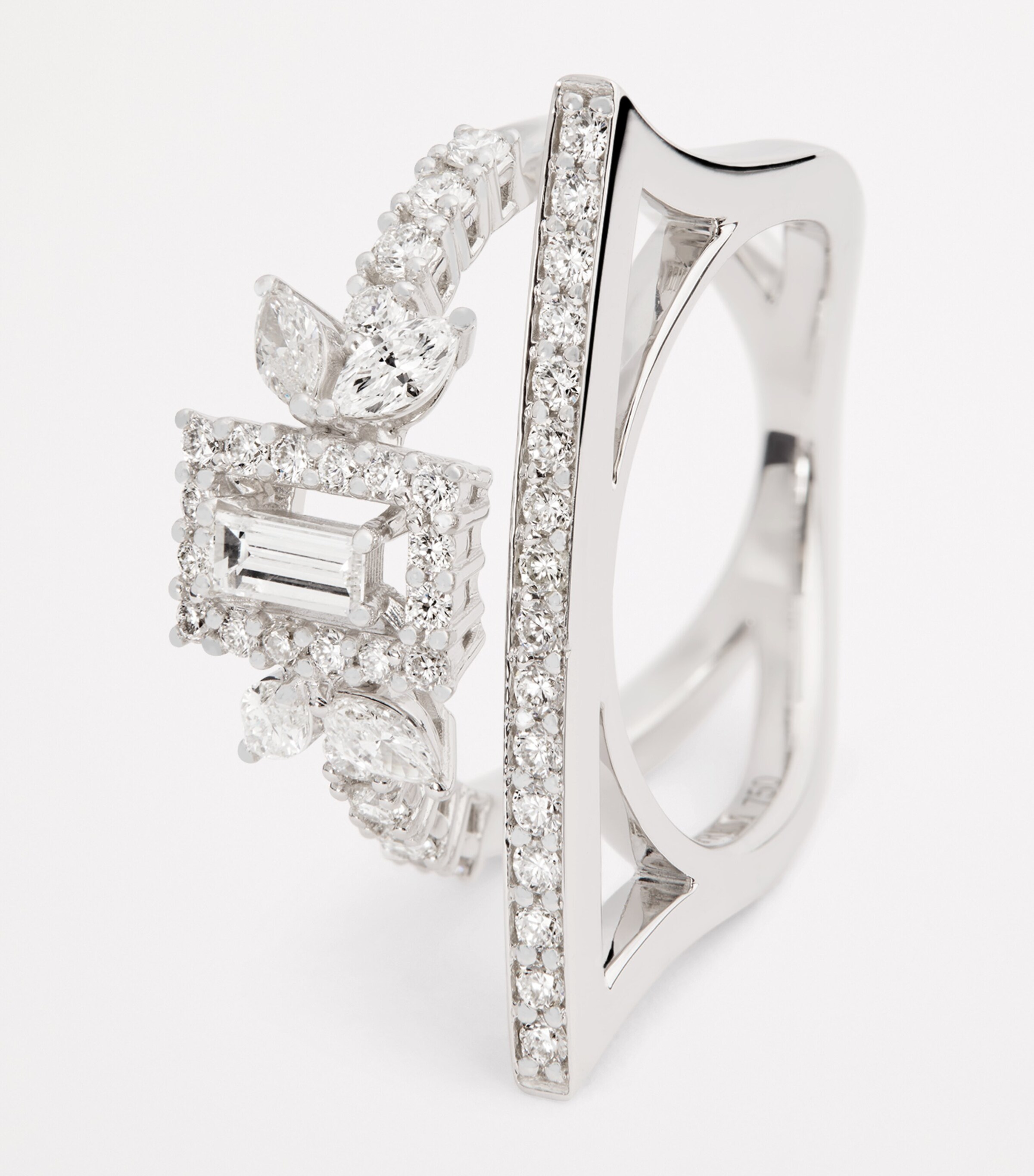 White Gold and Diamond Y-Not Stackable Ring WHITE GOLD Image 6