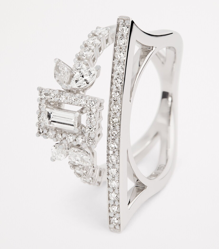 White Gold and Diamond Y-Not Stackable Ring WHITE GOLD Image 6