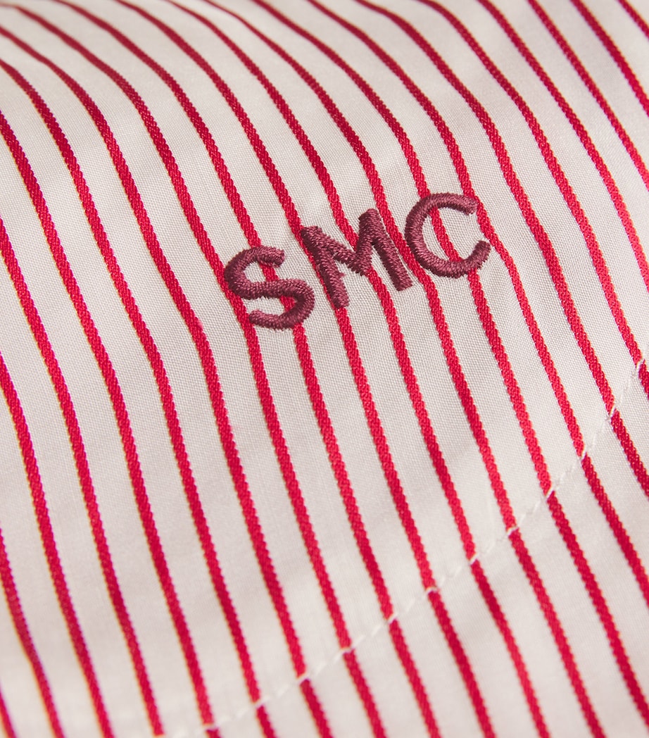 Silk Stripe Monogram Shorts 8555 WHITE/RED Image 5