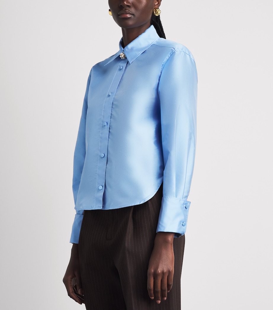 Sandro Paris Womens Satin Shirt Sky Blue Image 4