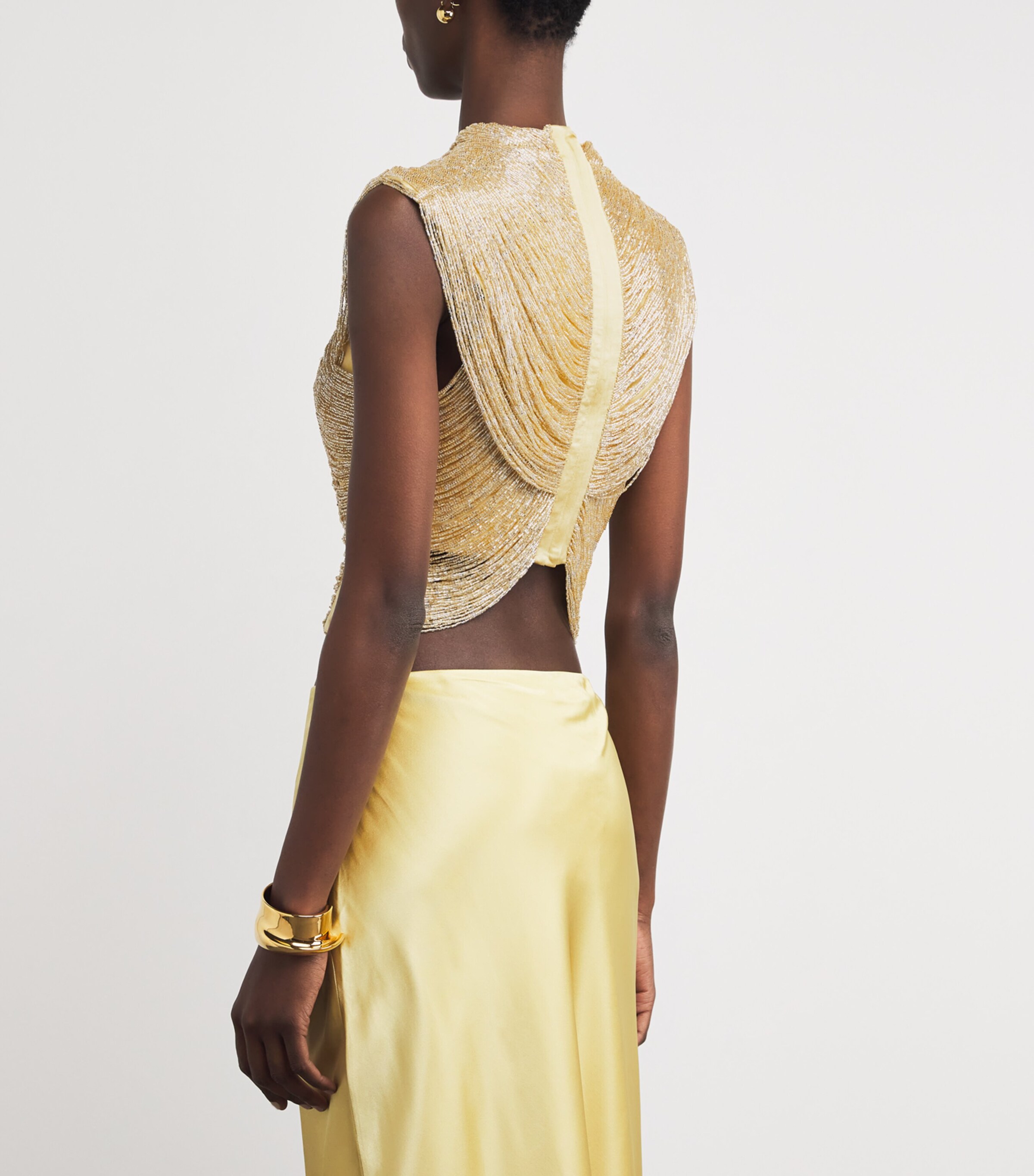 Cult Gaia Womens Beaded Haisley Top Light Gold Image 4