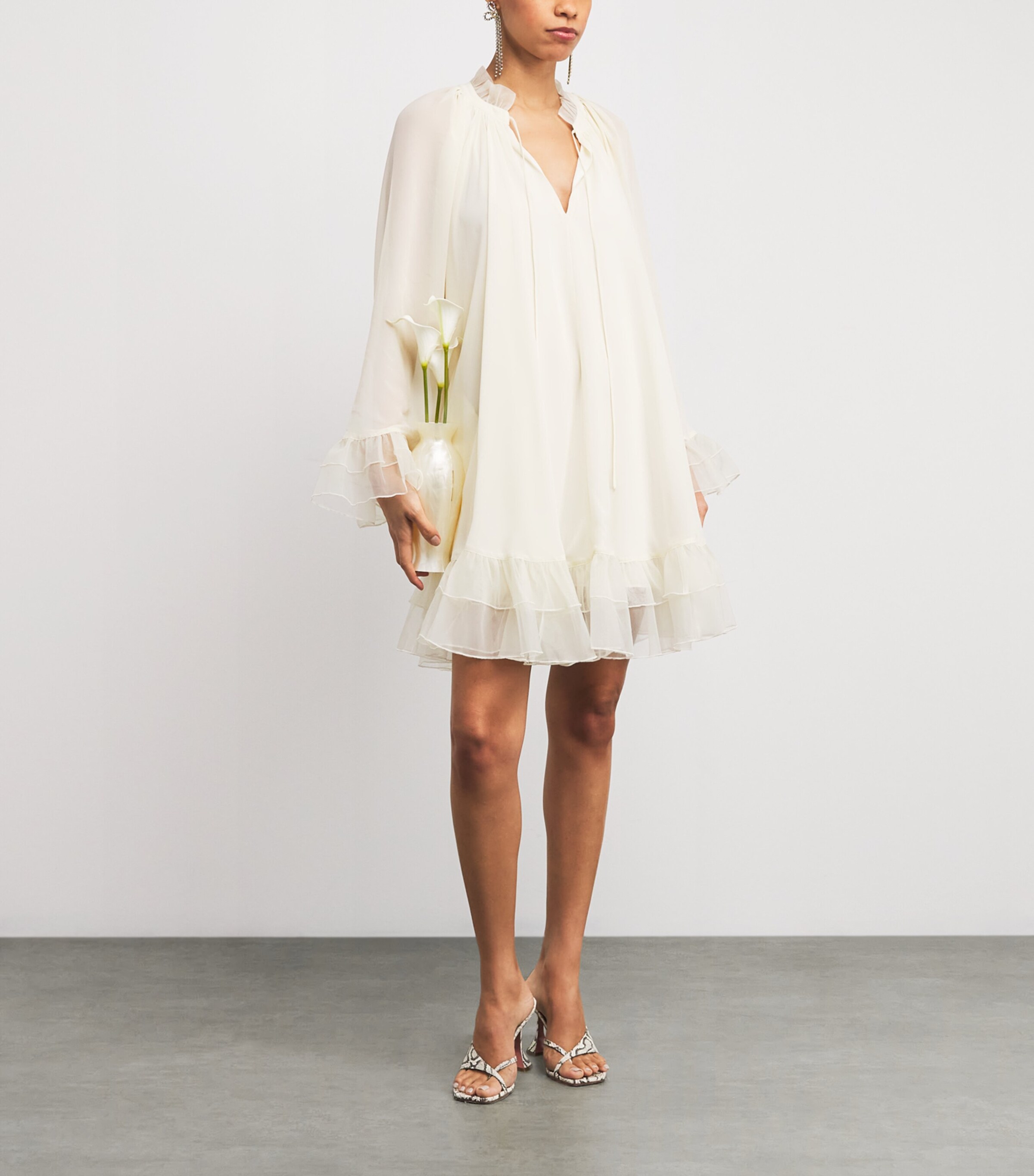 Cinq A Sept Womens Clairette Ruffle Midi dress Gardenia Image 2