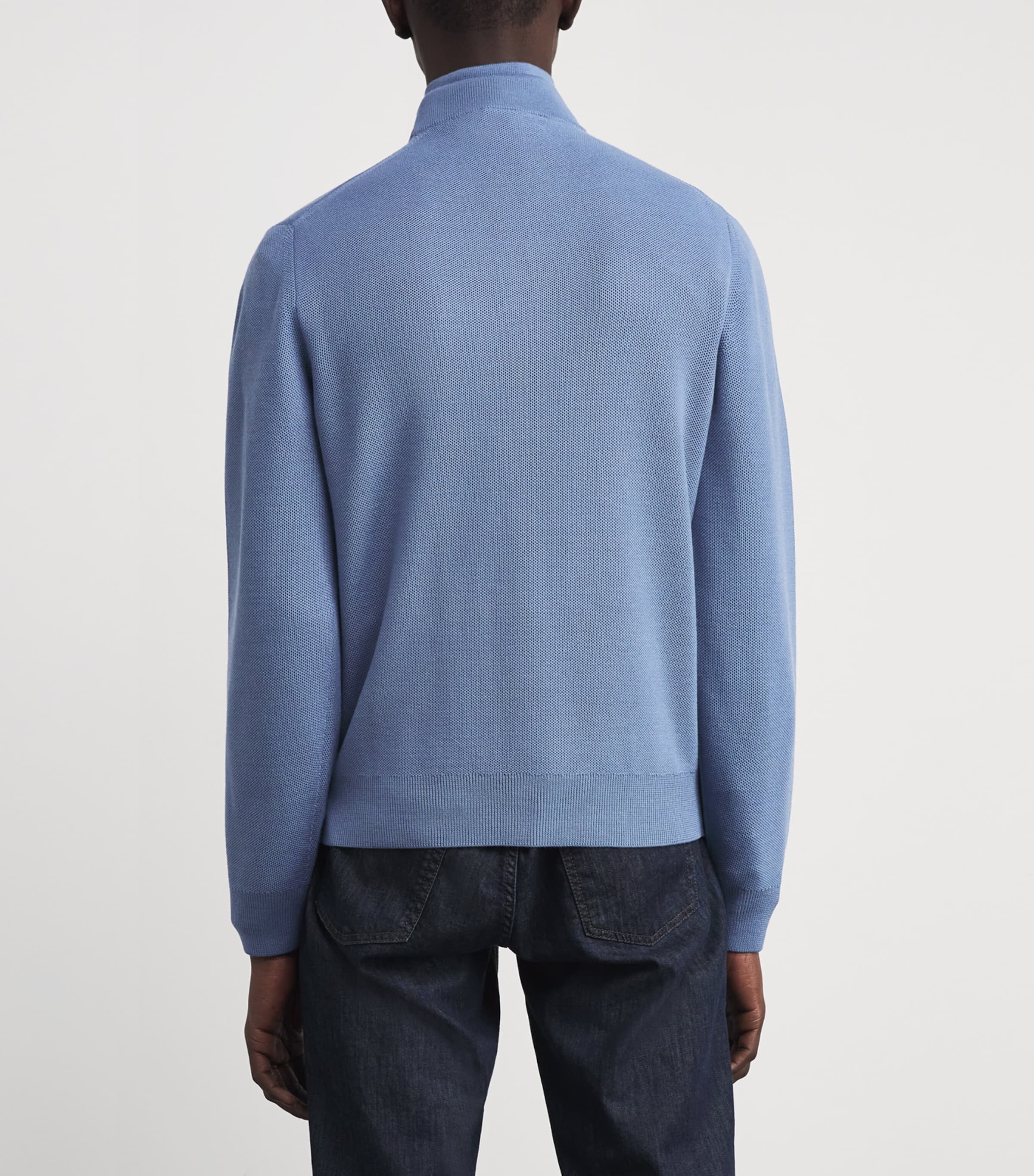 Wool Quarter-Zip Sweater BLUE Image 4