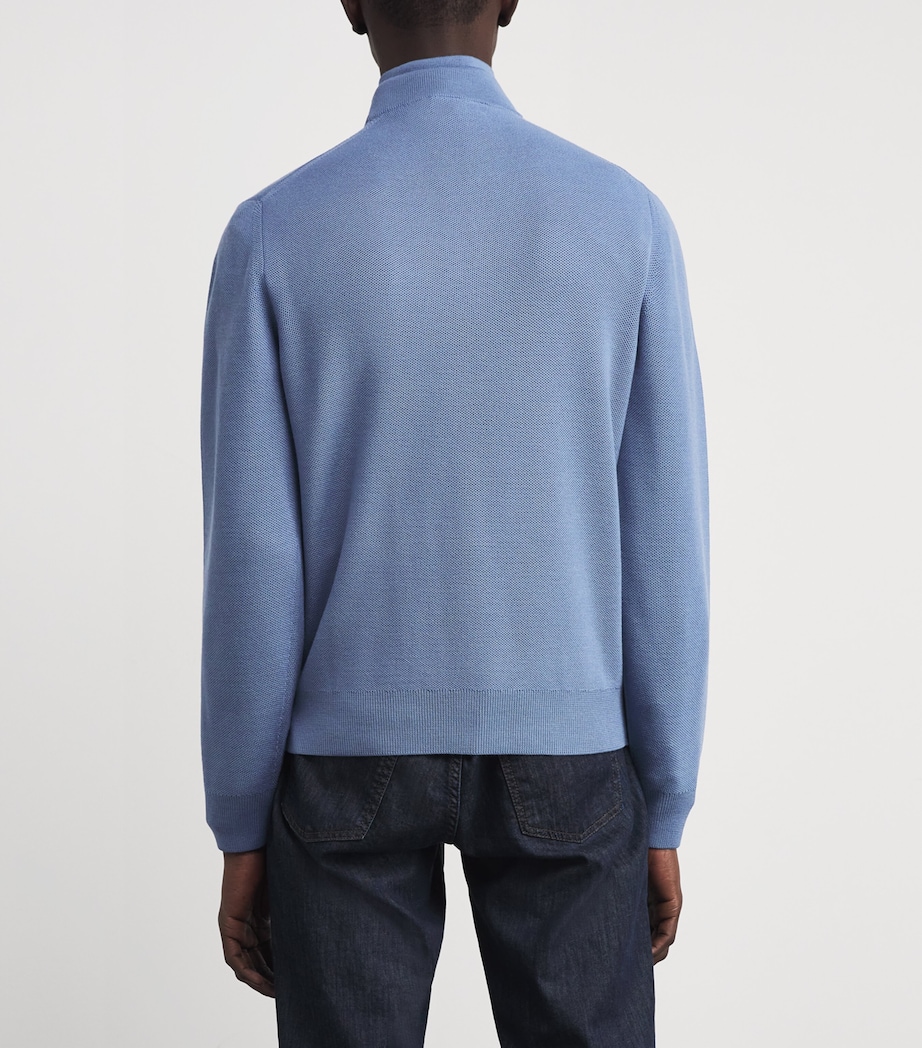 Wool Quarter-Zip Sweater BLUE Image 4