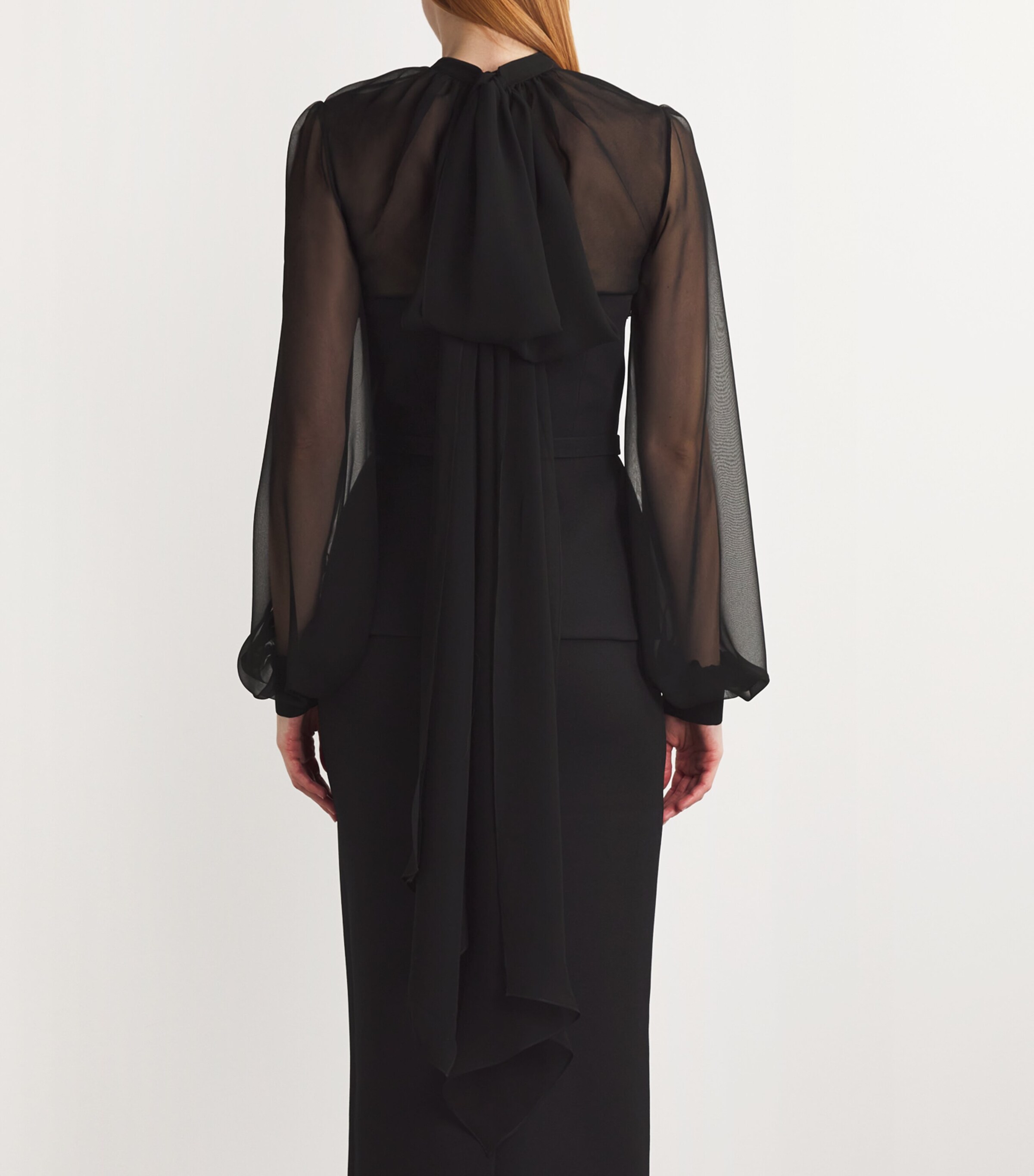 Safiyaa Womens Chiffon Embellished Duruda Blouse Black With Gunmetal Image 4