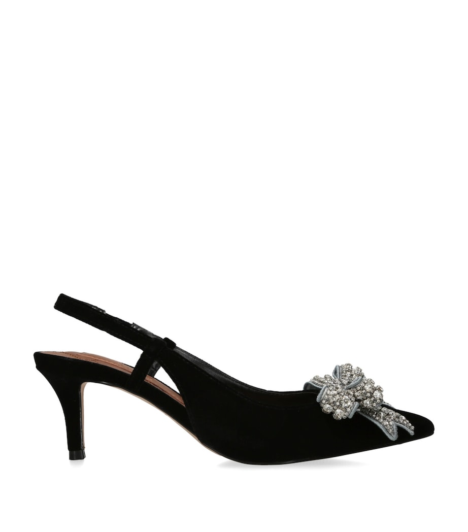 Velvet Belgravia Slingback Court Shoes BLACK Image 3