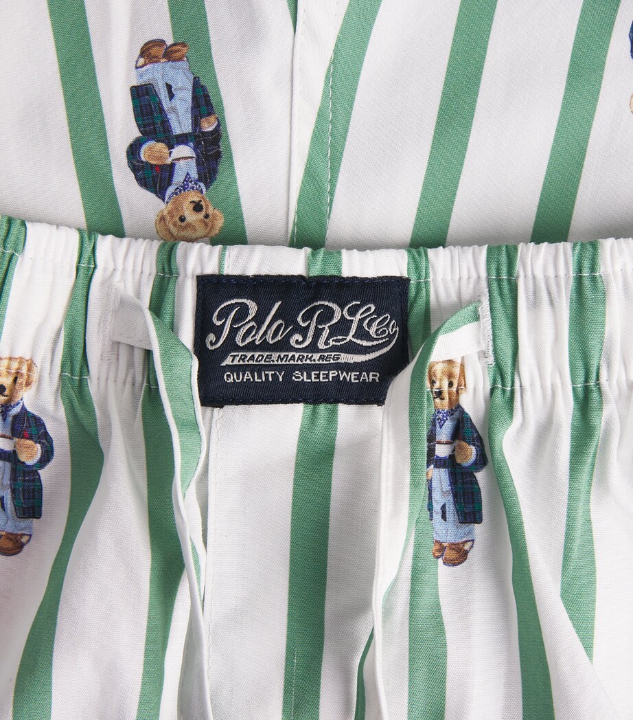 Cotton Polo Bear Pyjama Shorts OUTBACK GREEN STRIPE Image 5