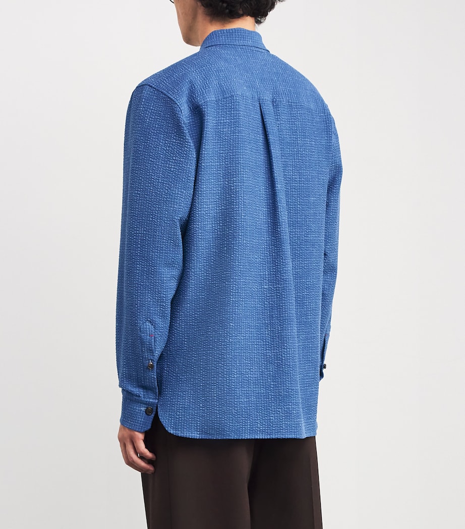 Wool-Silk-Linen Seersucker Overshirt 820 Image 4