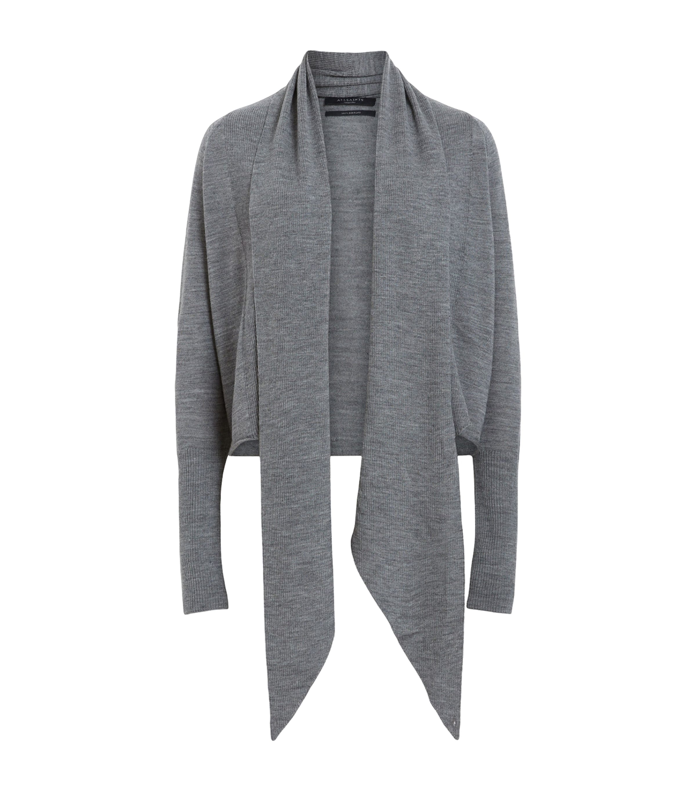 Shop Allsaints Wool Wasson Cardigan In Grey