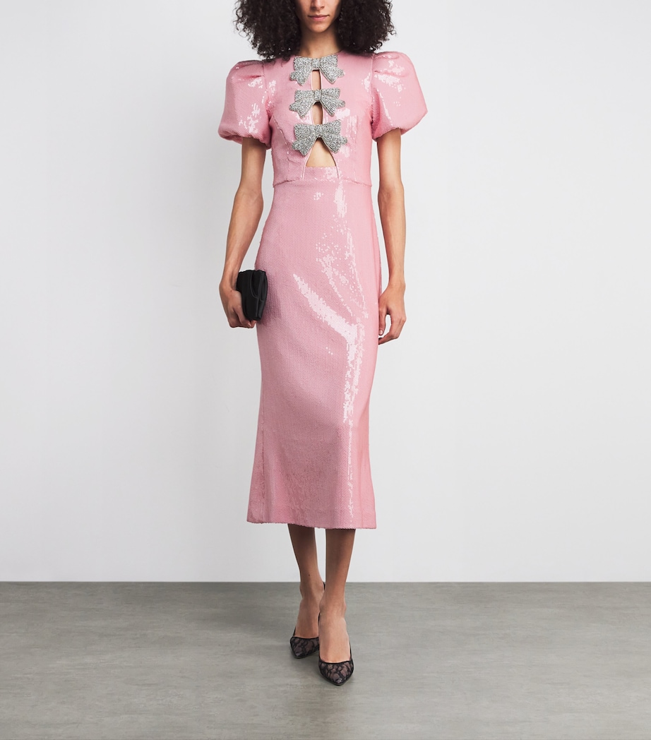 Sequinned Bow Lydia Midi Dress LIGHT PINK Image 2