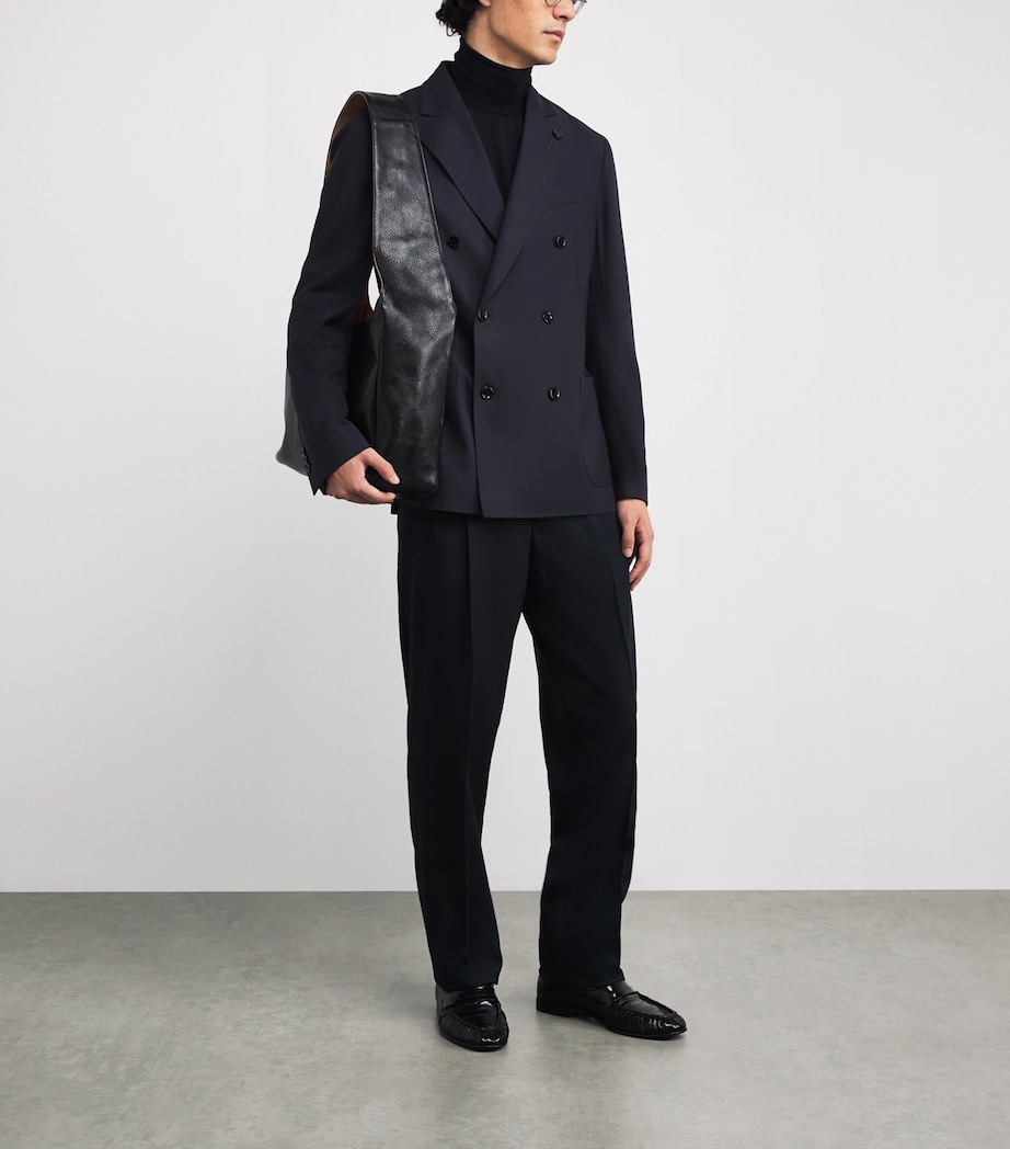 Wool-Blend Double-Breasted Blazer 850 NAVY Image 2
