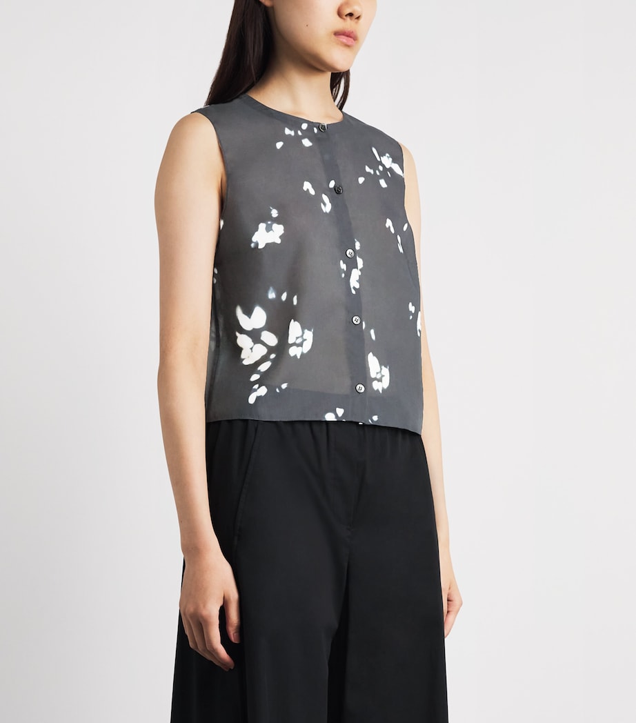 Theory Womens Shell Printed Top Black Multi Image 4