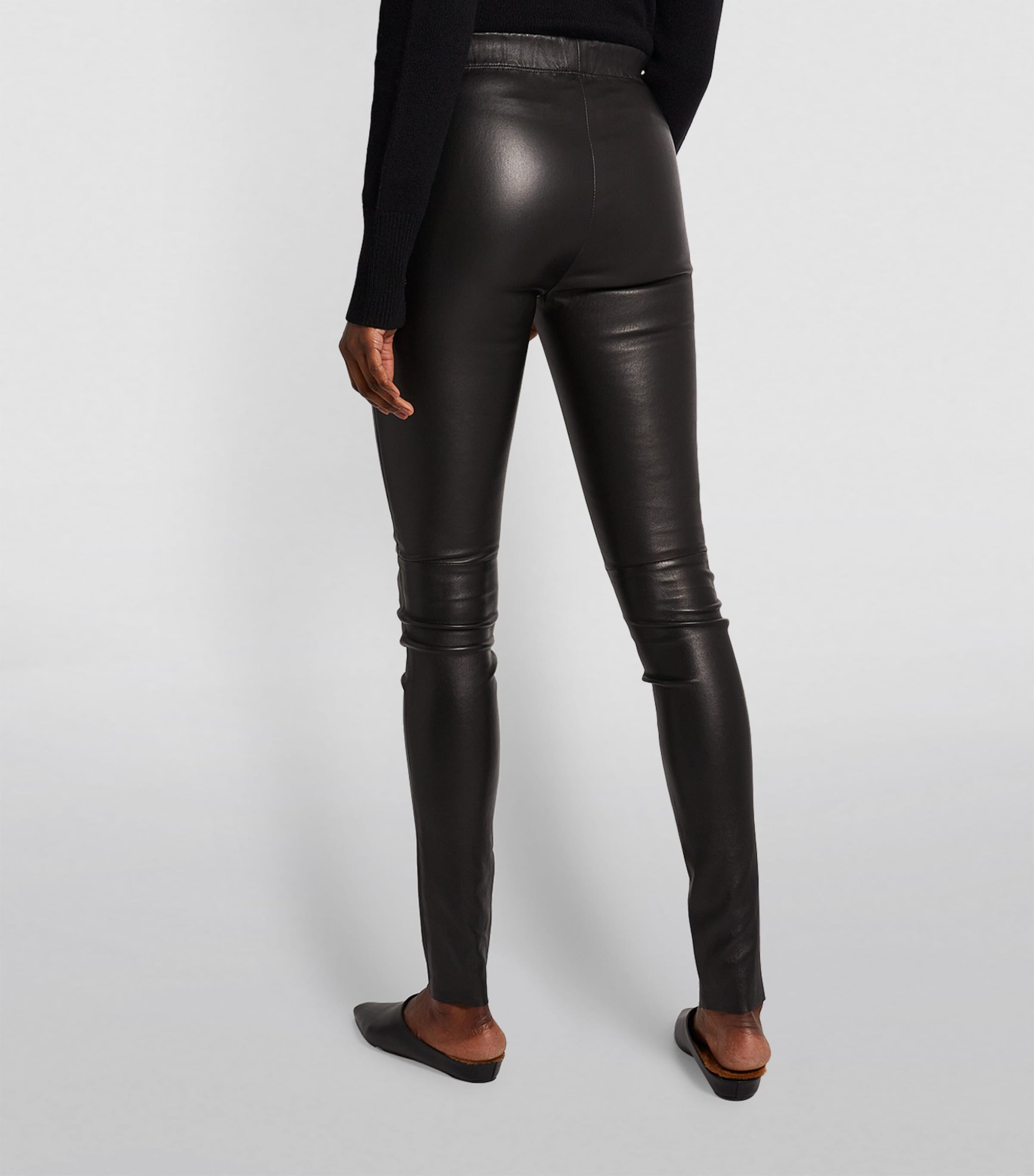 Leather Stretch Leggings BLACK Image 4