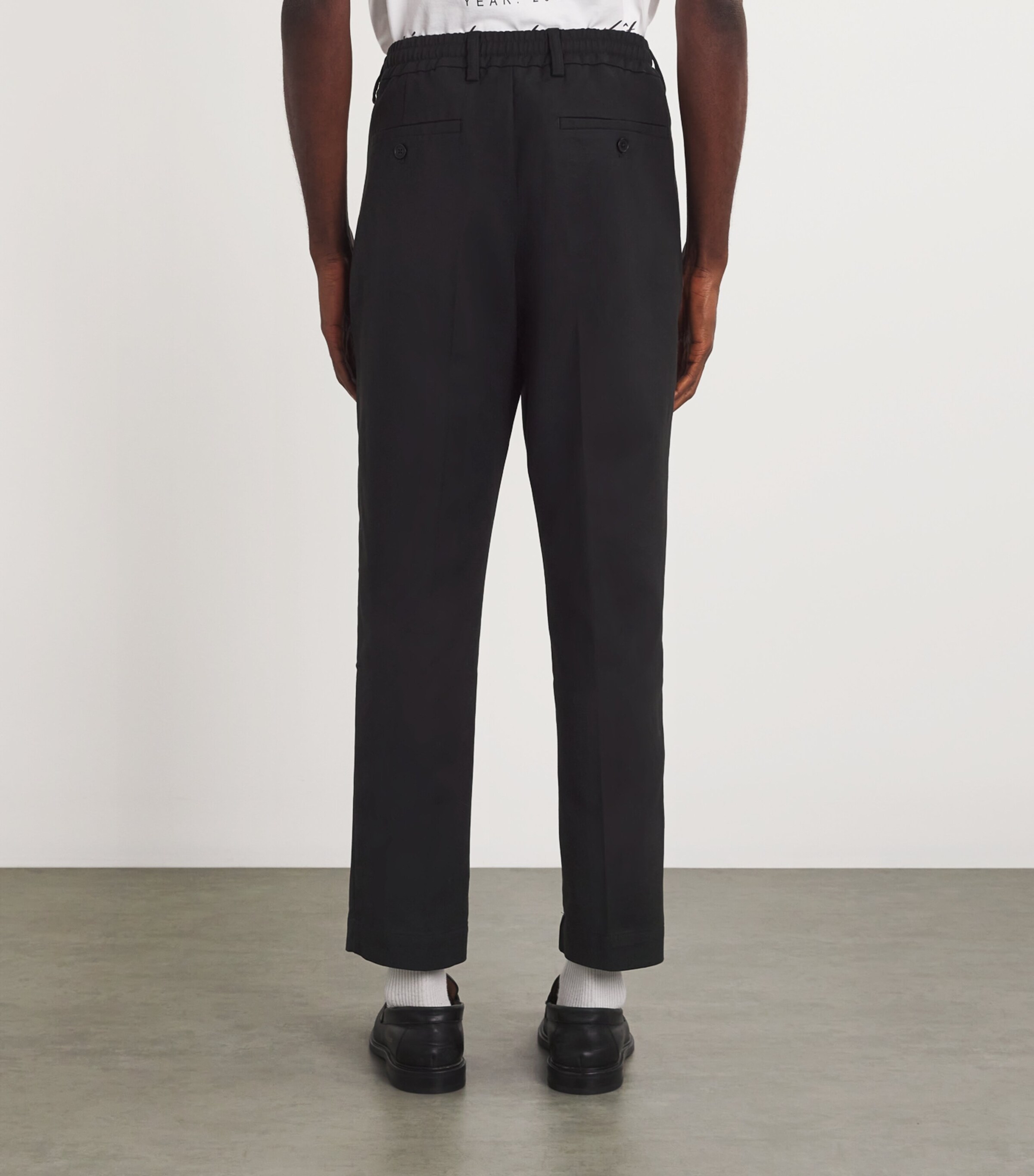 Organic Cotton-Blend Tapered Trousers BLACK #999 Image 4