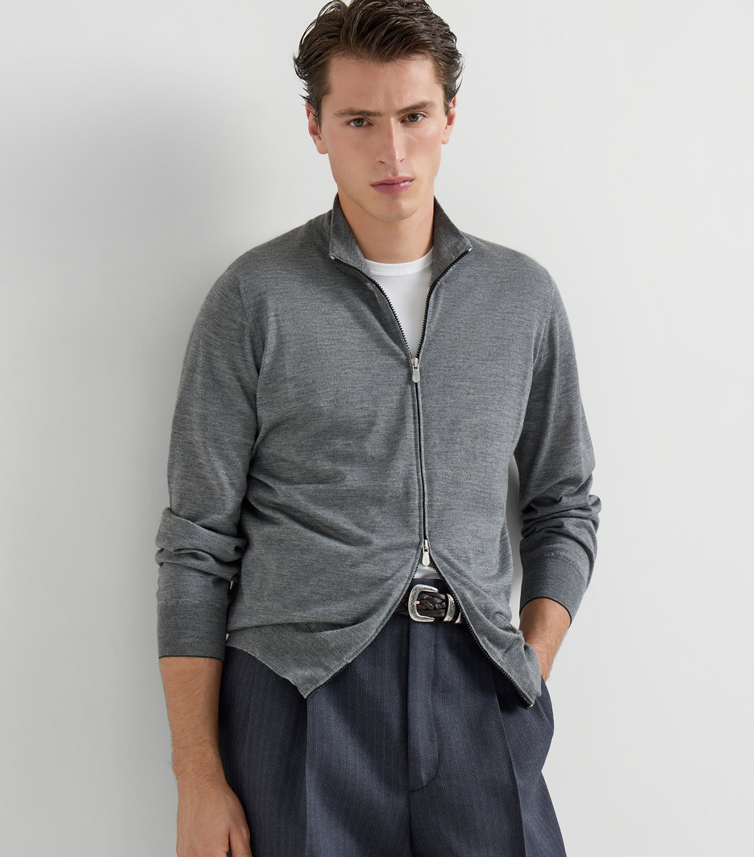 Brunello Cucinelli Mens Cashmere-Silk Cardigan Image 3