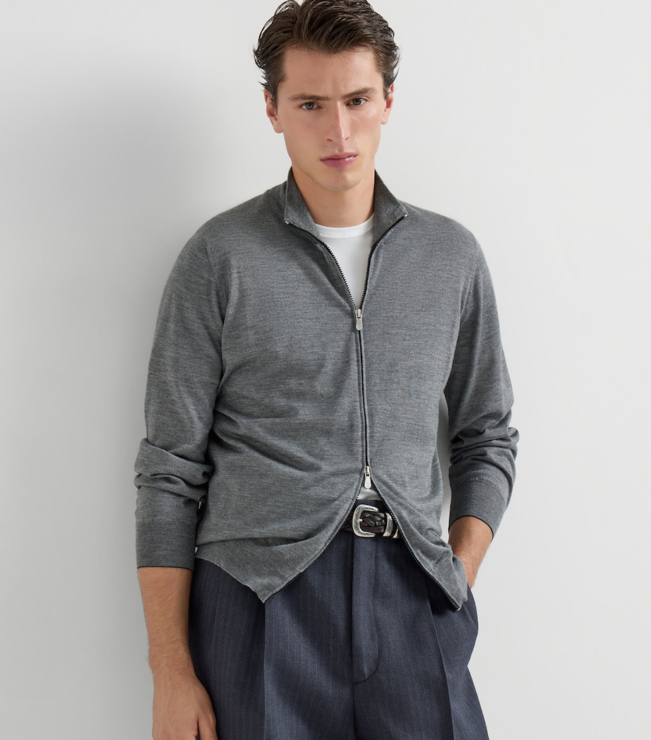Brunello Cucinelli Mens Cashmere-Silk Cardigan Image 3