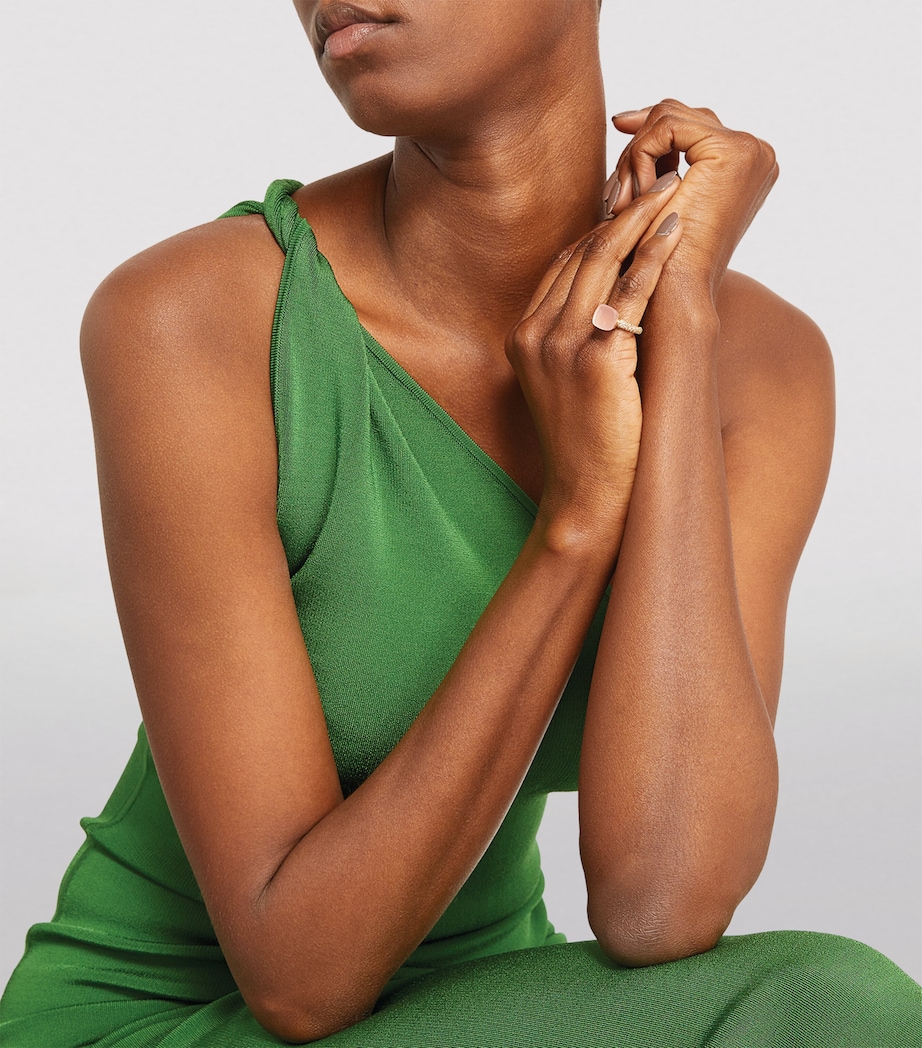 Mixed Gold, Brown Diamond, Chalcedony and Pink Quartz Nudo Ring BRCQR Image 5