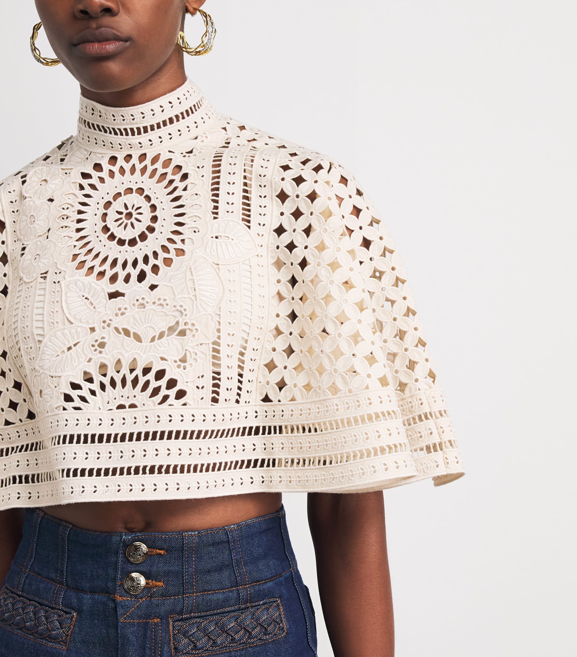 Zimmermann Womens Cotton Indra Cape Crop Top Tea Tea Image 3