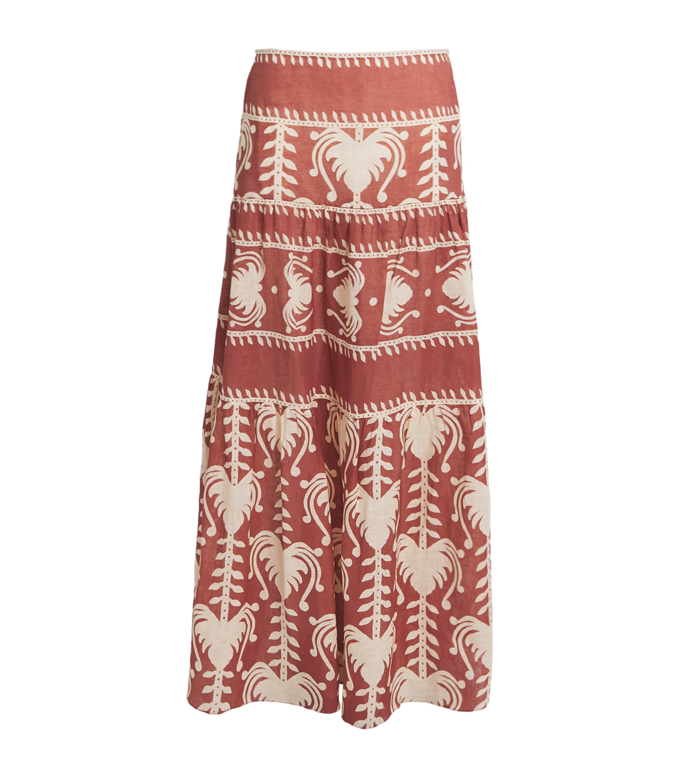 Linen Rituales Maxi Skirt MARSALA/ECRU Image 1