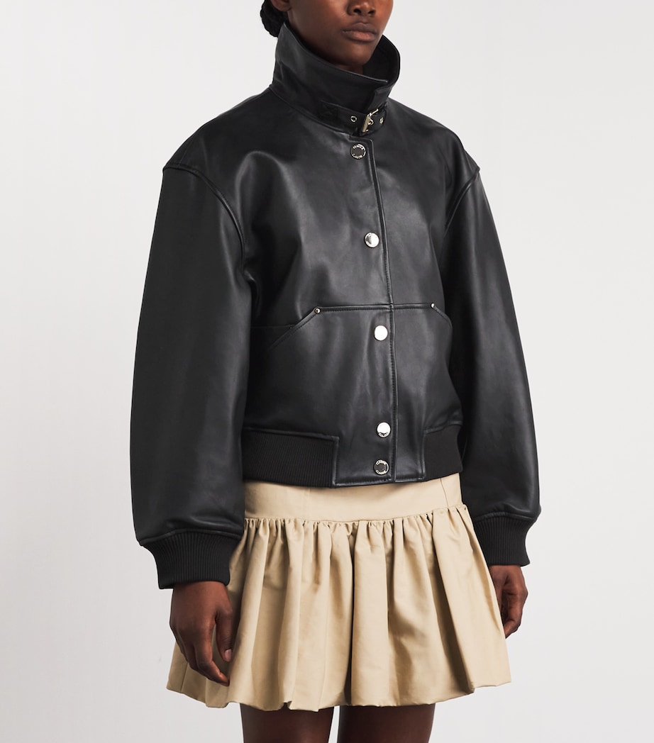 Claudie Pierlot Womens Relaxed Leather Jacket Black Image 4