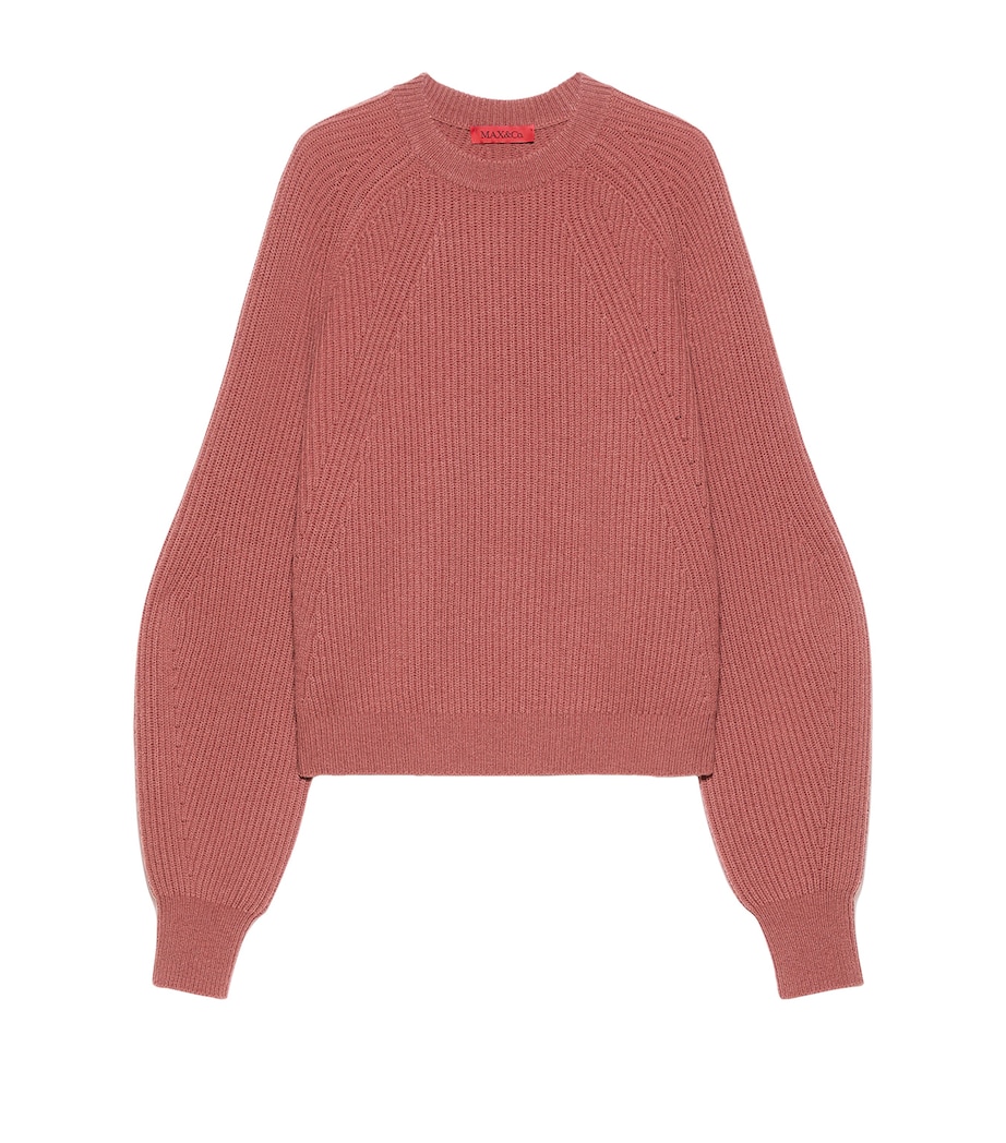 MAX&Co. Womens Wool-Cashmere Balloon-Sleeve Sweater Cocoa Image 1