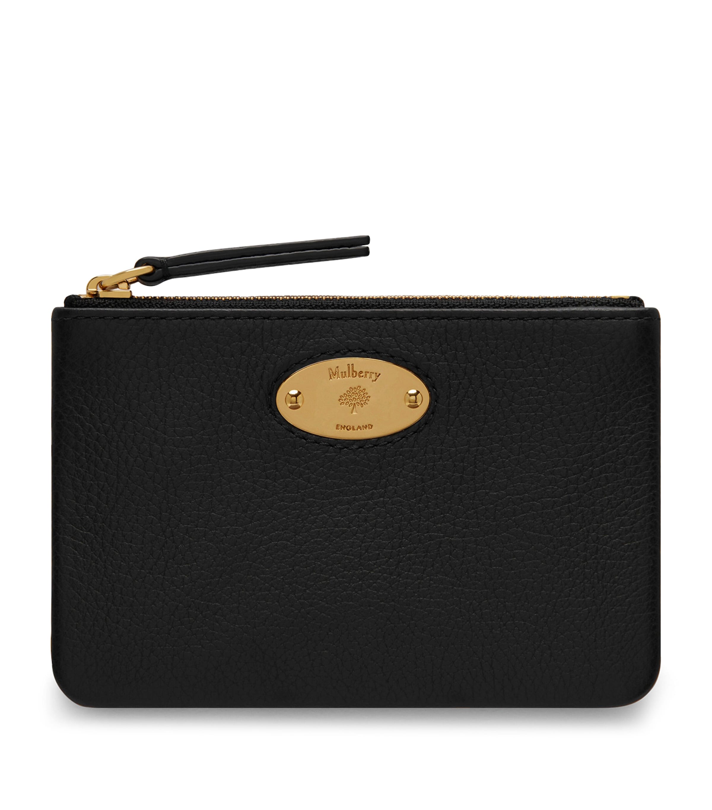 Mulberry Logo Plaque Coin Pouch In Black