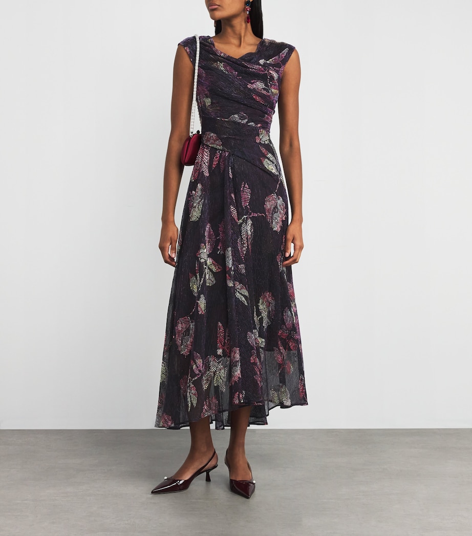 Floral Voile Midi Dress FUCHSIA Image 2