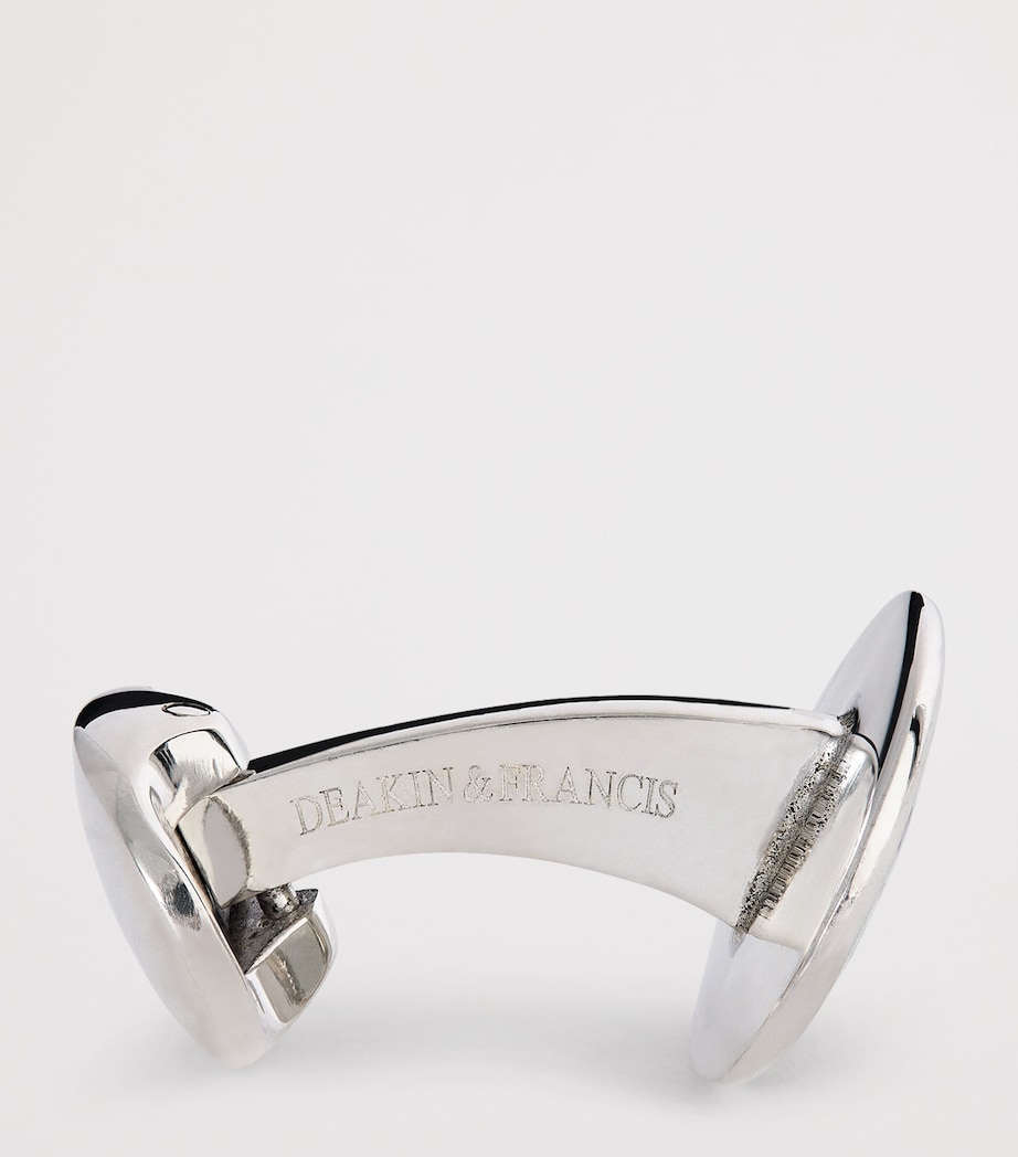 Sterling Silver Fancy Pattern Cufflinks BLUE Image 4