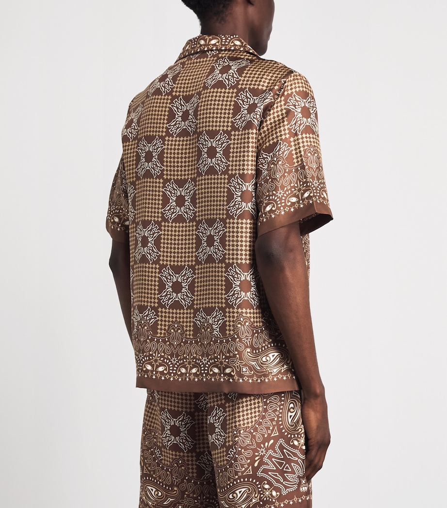 AMIRI Mens Silk MA Check Short-Sleeve Shirt Tobacco Image 5
