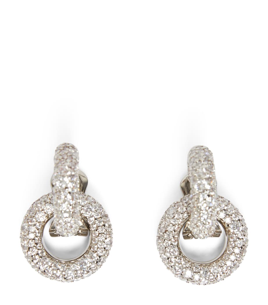 Rhinestone-Embellished Hoop Earrings SILVER Image 1