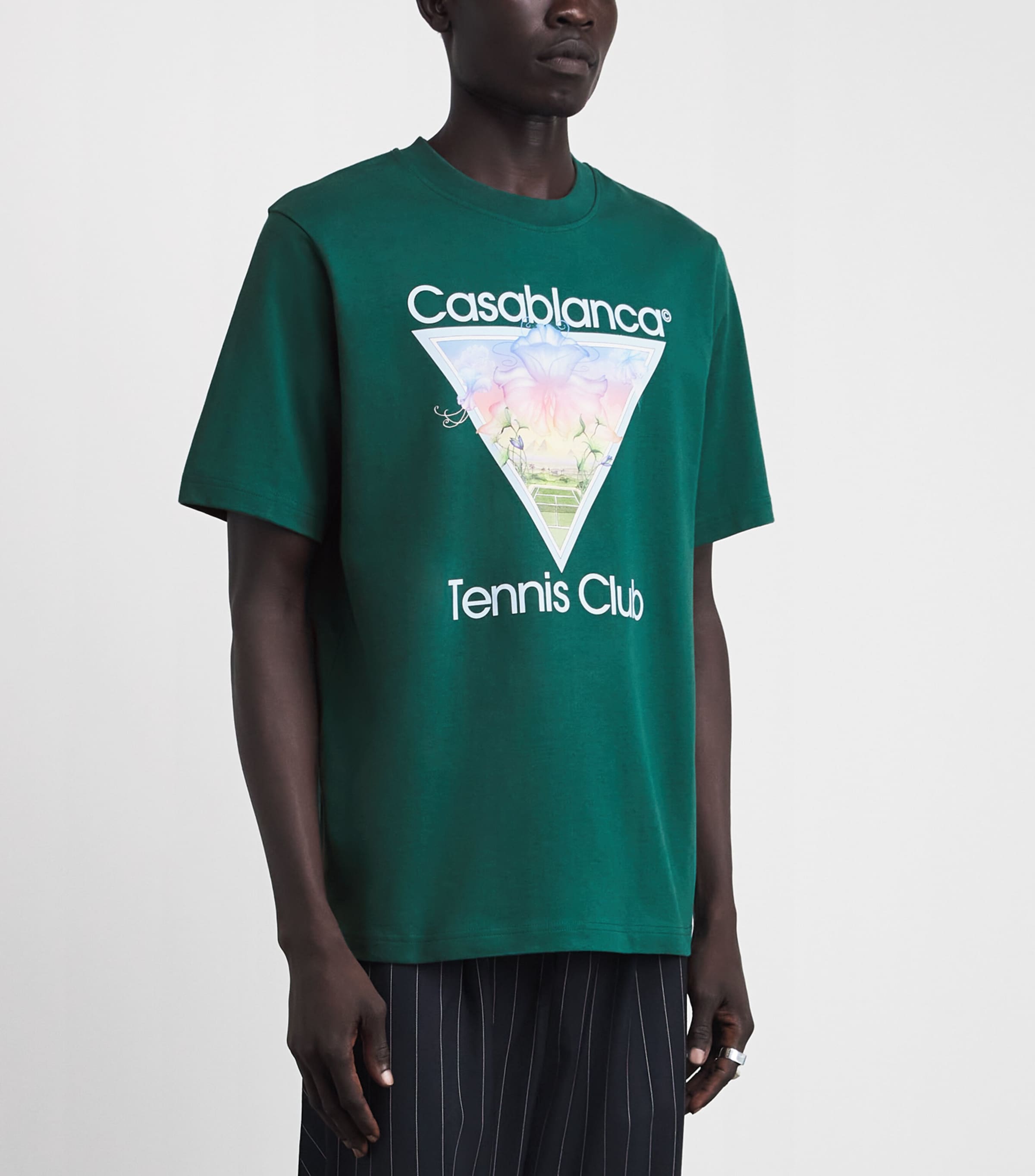 Casablanca Mens Organic Cotton Tennis Club Icon T-Shirt Dark Green Image 4
