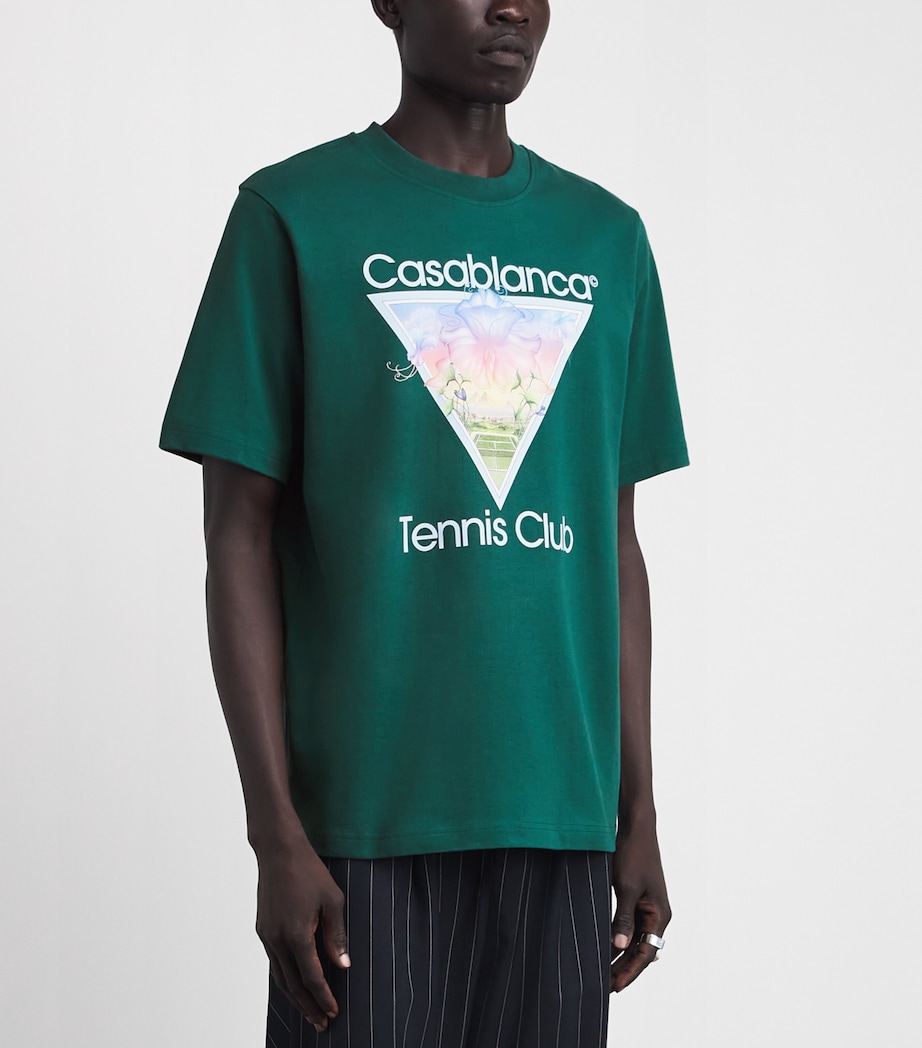Casablanca Mens Organic Cotton Tennis Club Icon T-Shirt Dark Green Image 4