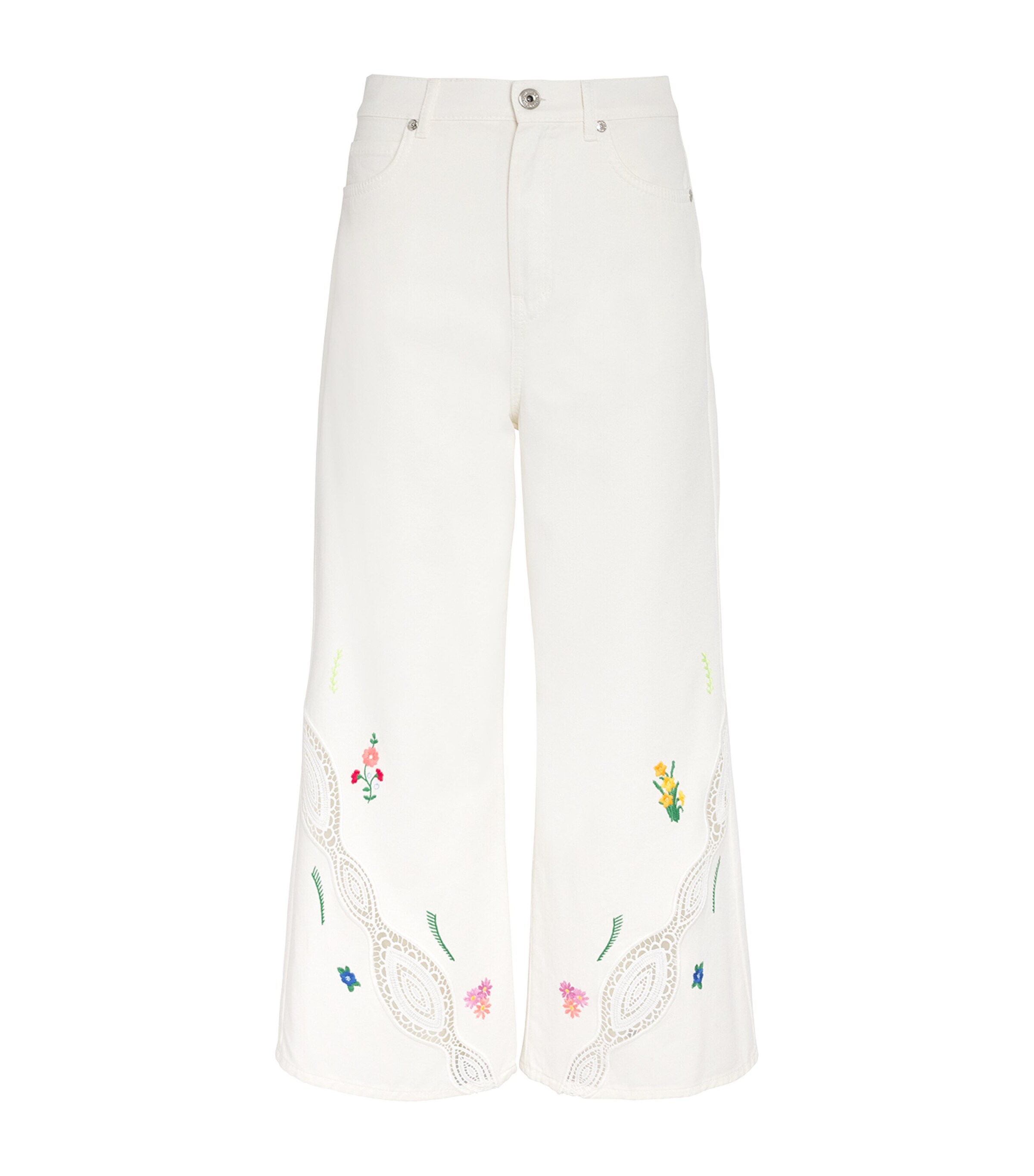 Weekend Max Mara Lace Embroidered Wide-Leg Jeans | Women Clothing | Jeans | Flared Jeans | Designers | Weekend Max Mara | 5229