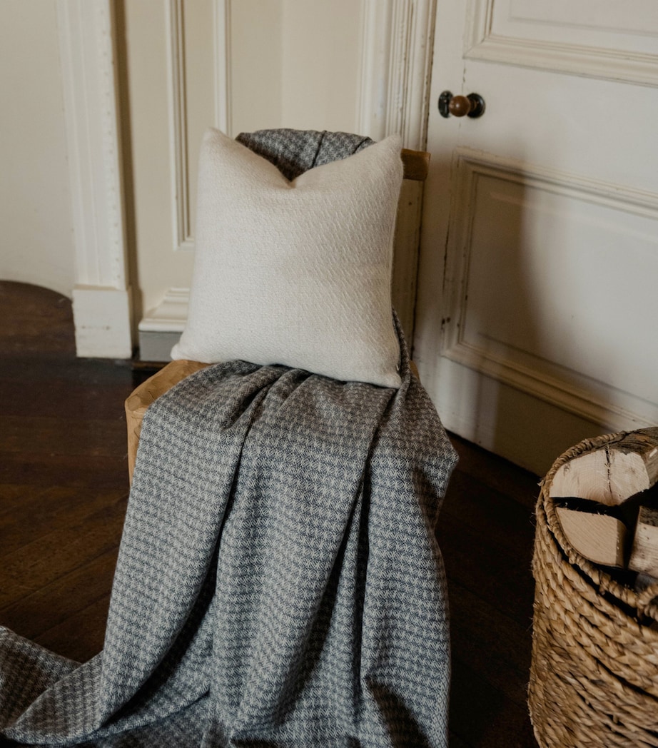 Araminta Campbell Alpaca-Blend Fern Cushion (45cm x 45cm) White Image 3