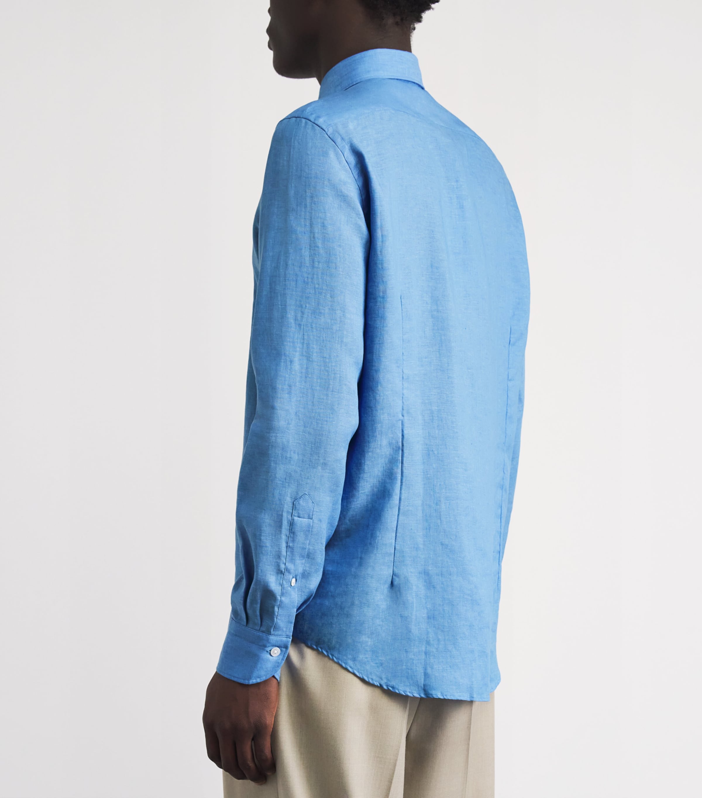 N.Peal Mens Linen Cannes Shirt Blue Image 5