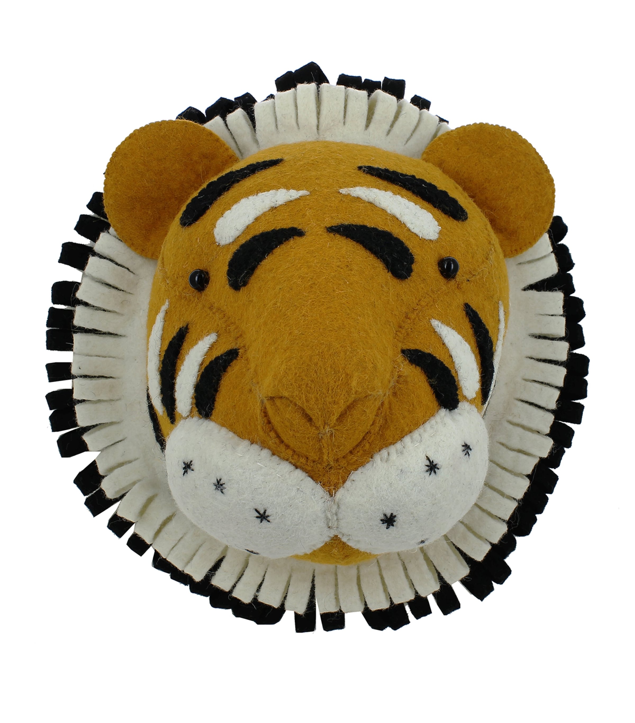 Organic Wool Tiger Head Decoration (30cm) GOLD/BLACK Image 1
