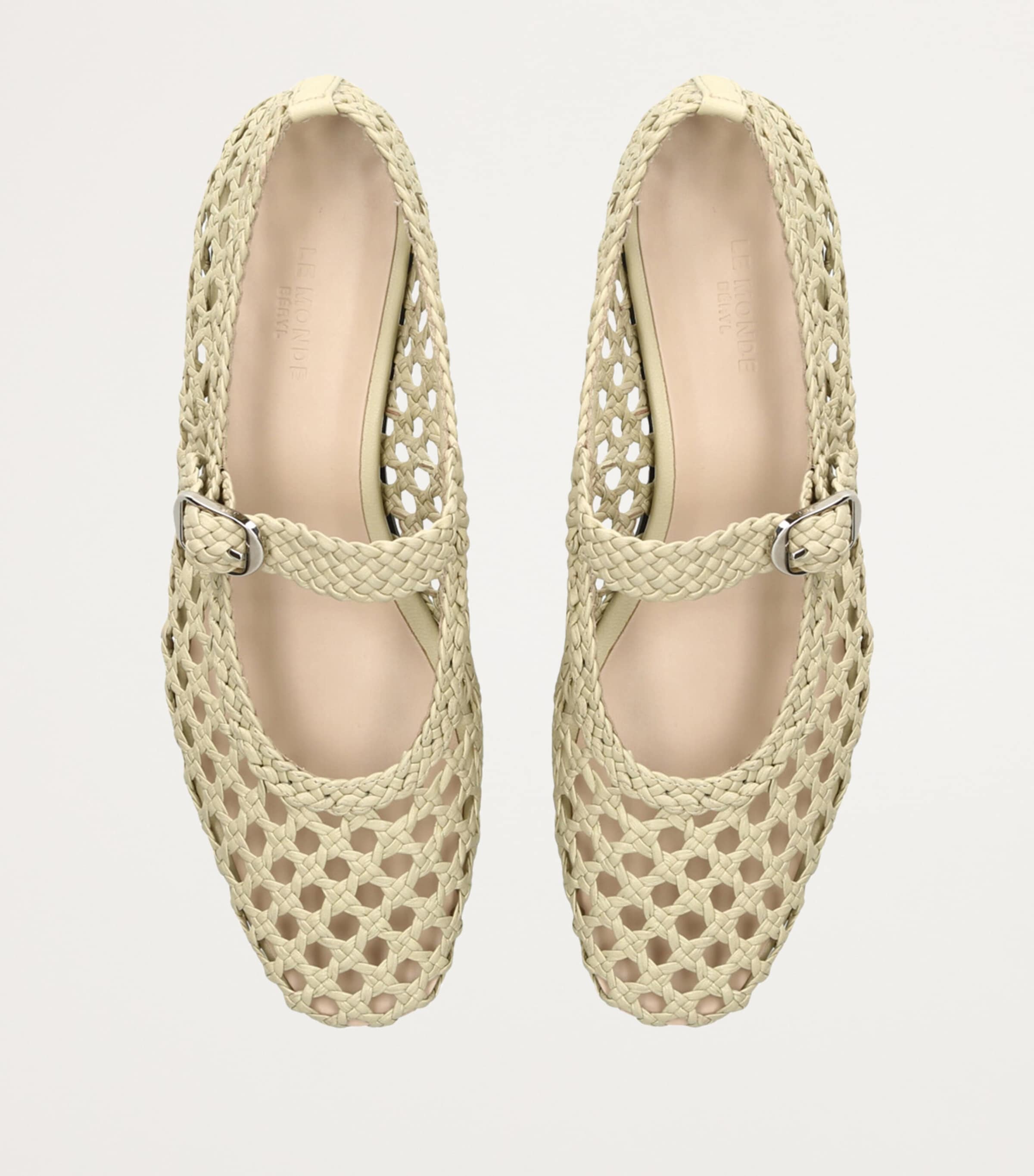 Leather Woven Mary Janes WHITE Image 4