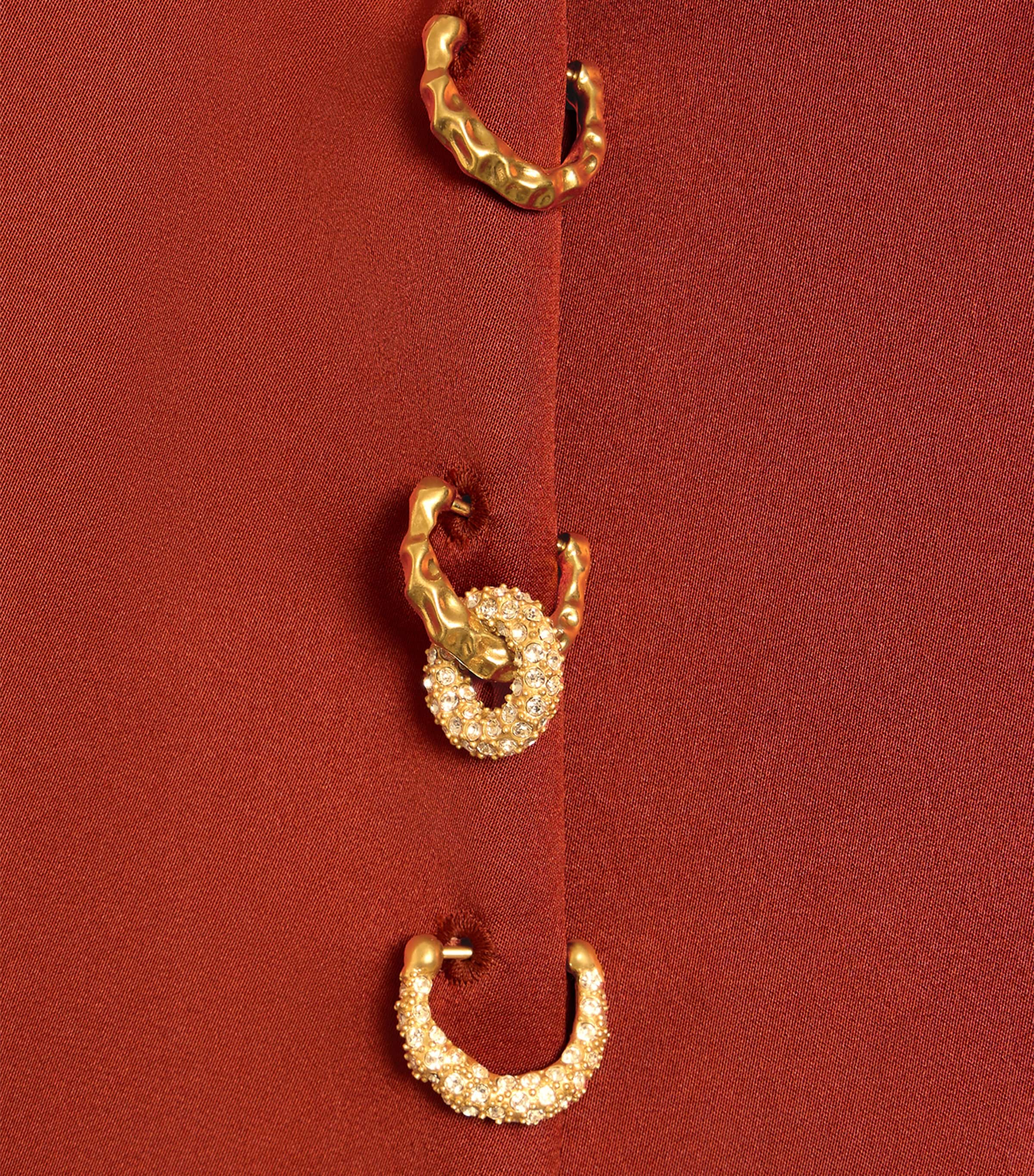 Schiaparelli Womens Silk Piercing Scarf Blouse Brick Image 6