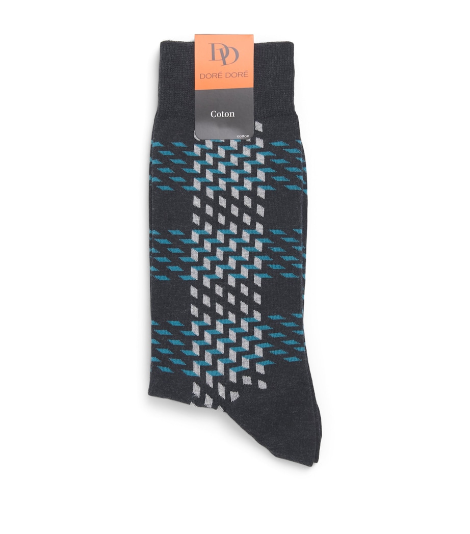 Doré Doré Mens Cotton Patterned Socks Anthracit Image 1