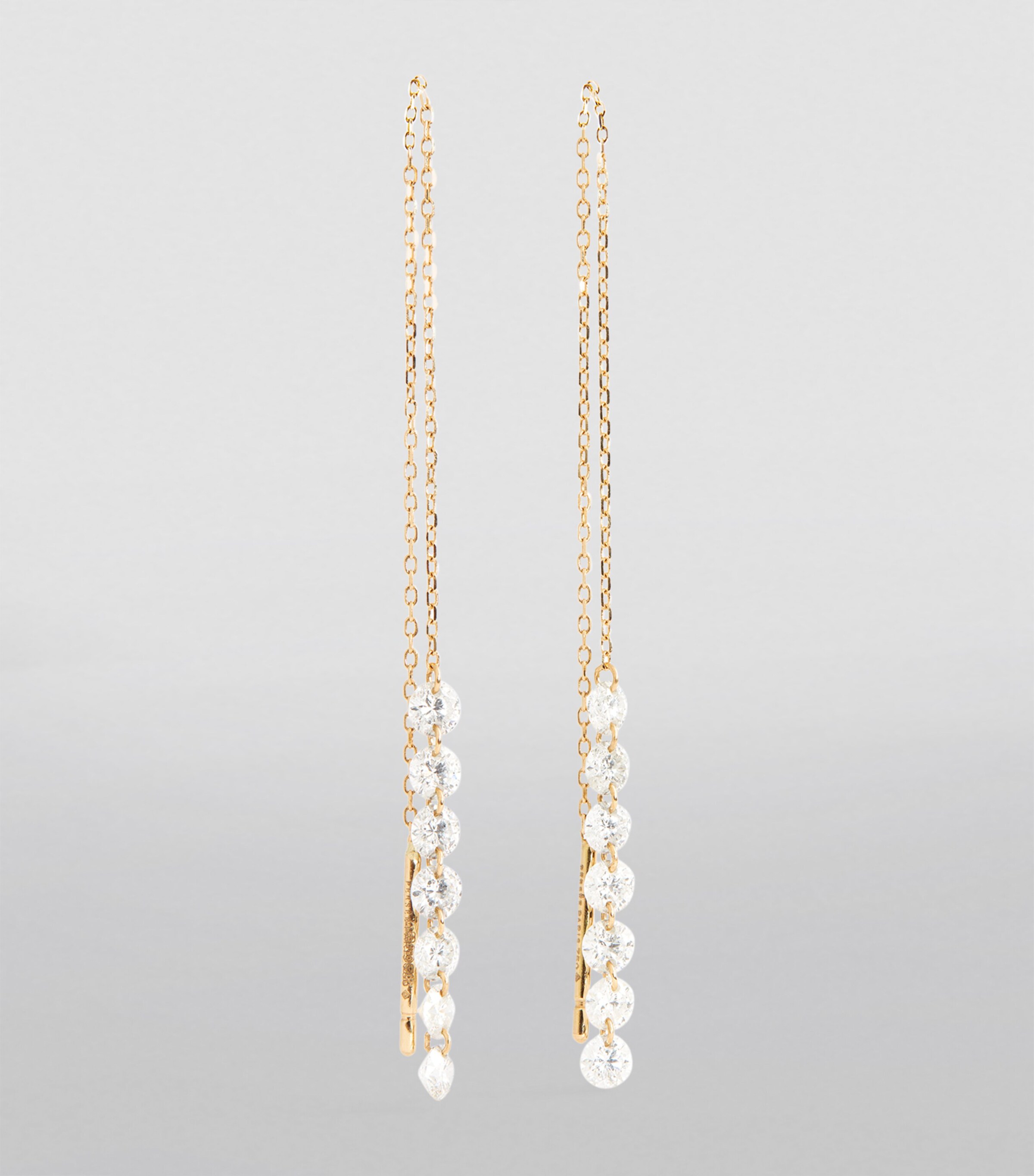 Yellow Gold and Diamond Riviere Drop Earrings GOLD Image 2