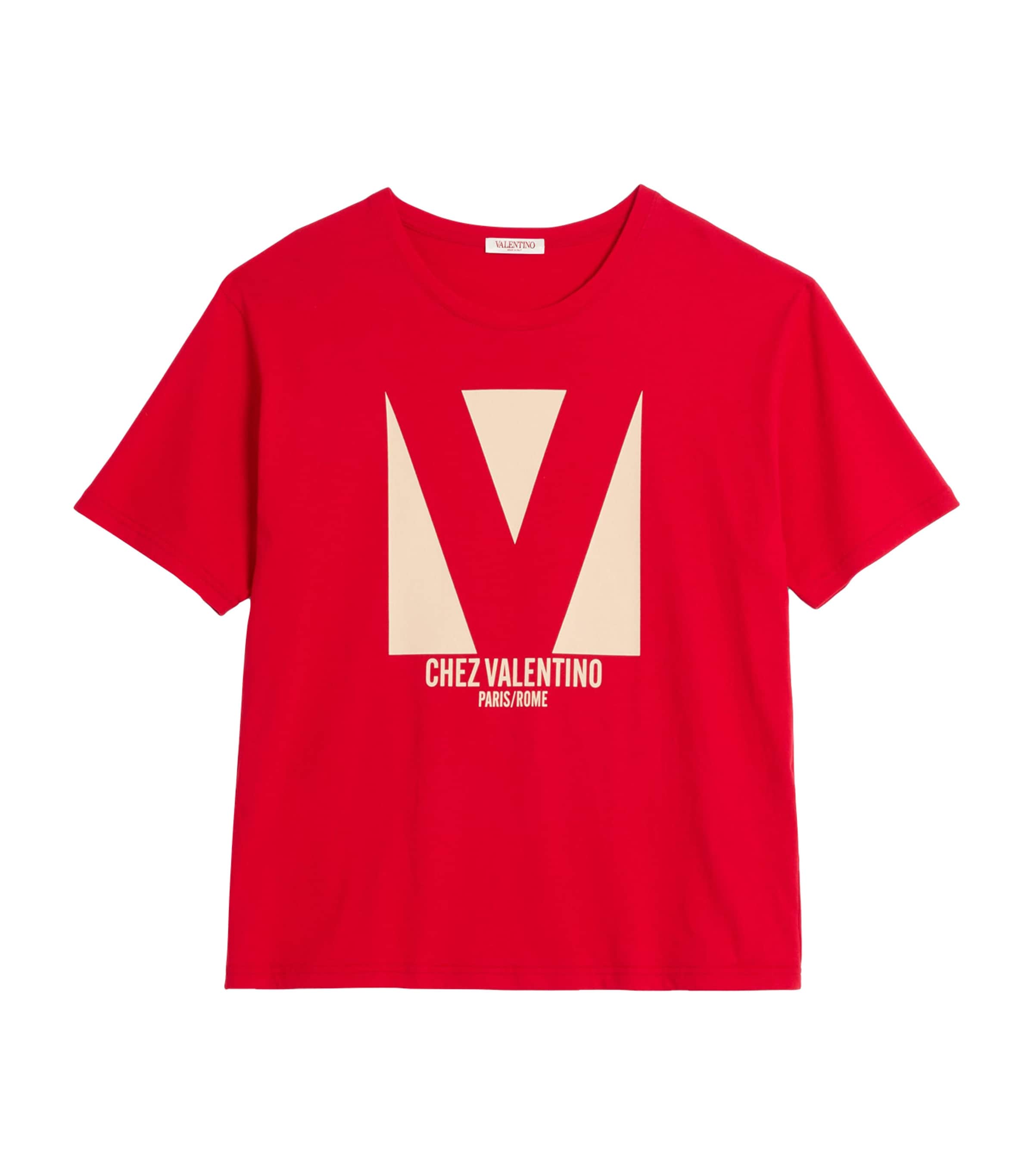 Valentino Crewneck Graphic Print T-shirt Logo In Red