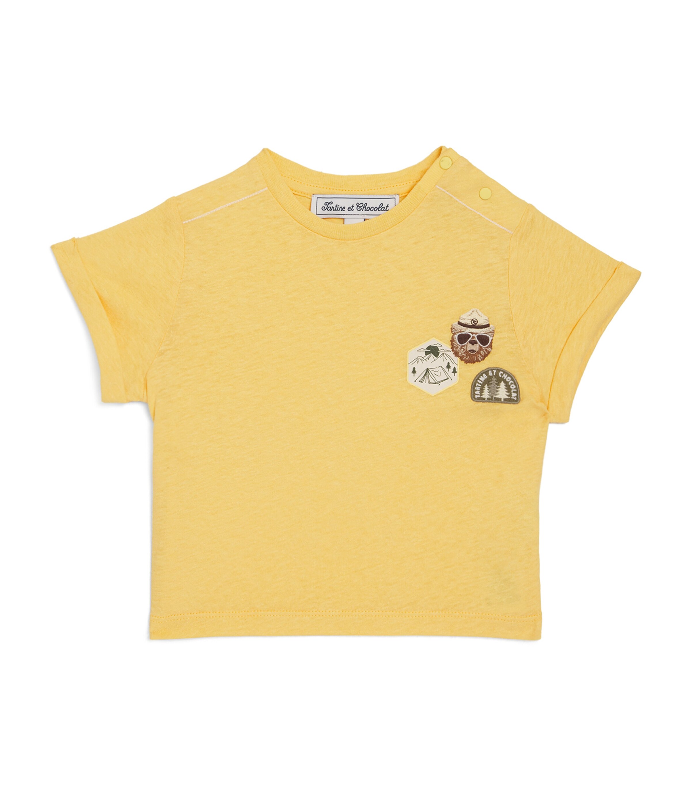 Tartine et Chocolat Cotton-Linen Embroidered T-Shirt (3-24 Months) Miel Image 1