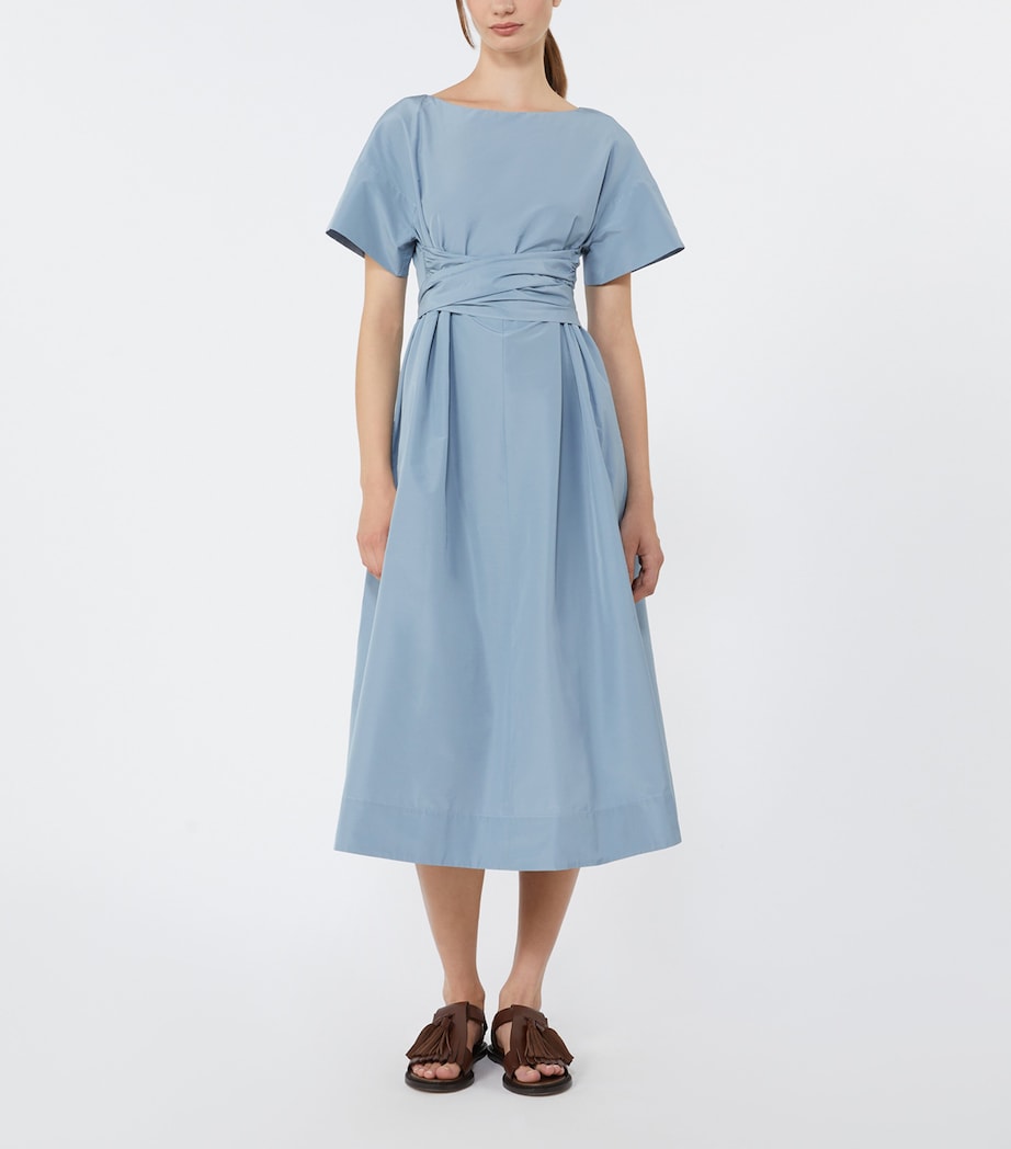 Weekend Max Mara Womens Taffeta Gathered Midi Dress Light Blue Image 3