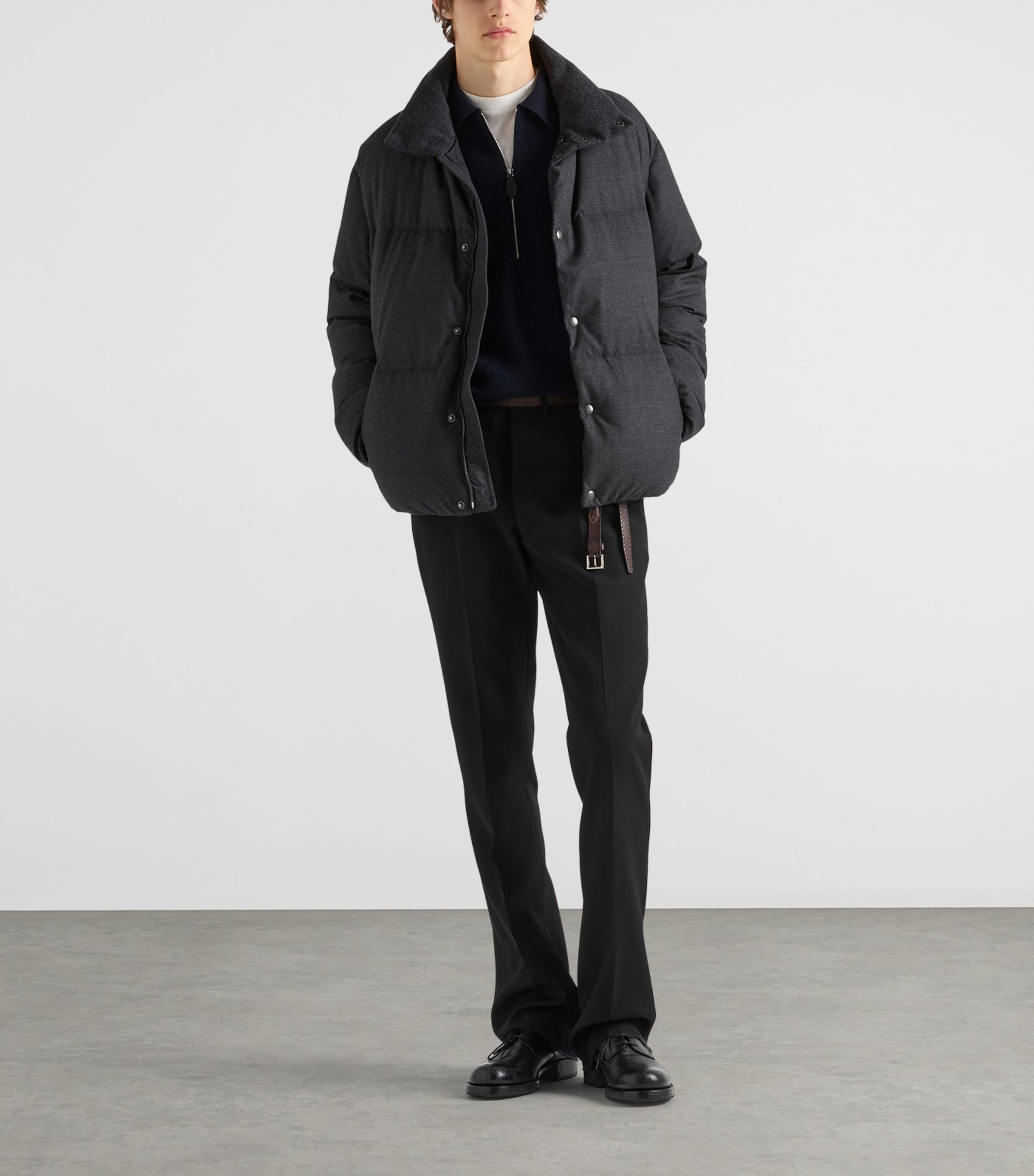 Prada Mens Cashmere Quarter-Zip Sweater Blue Image 2