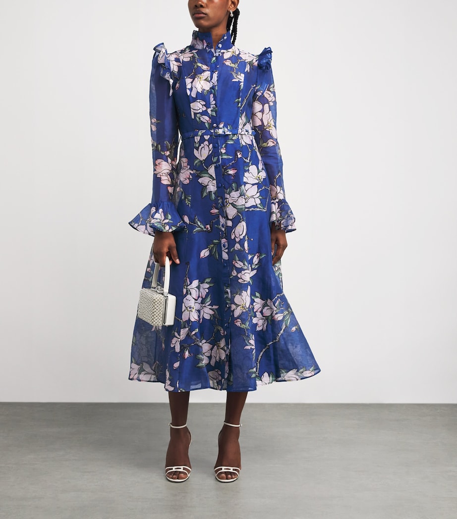 Linen-Blend Floral Katrina Midi Dress MDNGHT MAGNOLIA PRNT Image 2