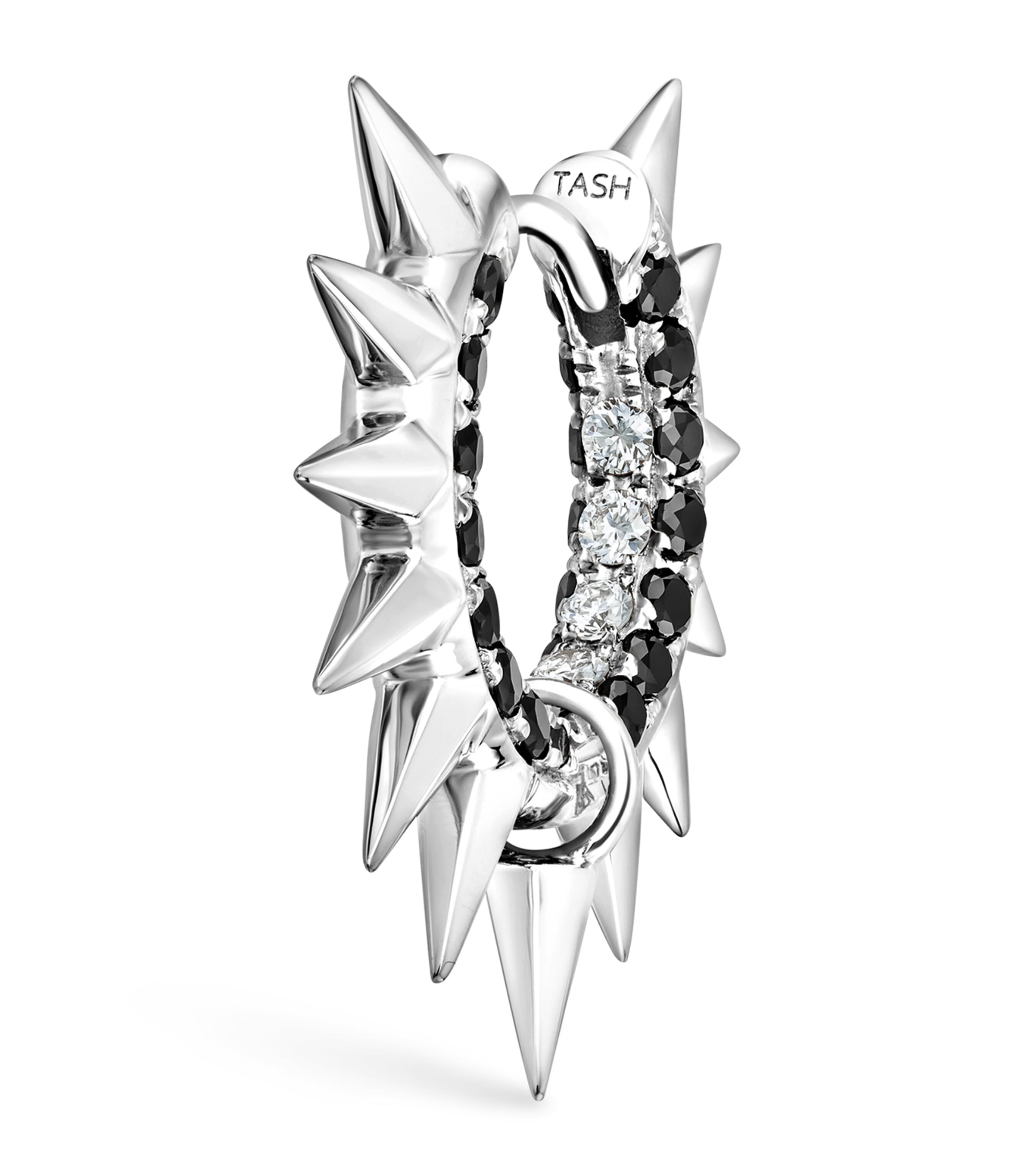 国内発| MARIA TASH Mohawk Black&White Pave Diamond Hoop Metal Mohawk with Black and White Diamond Pavé Hoop Earring