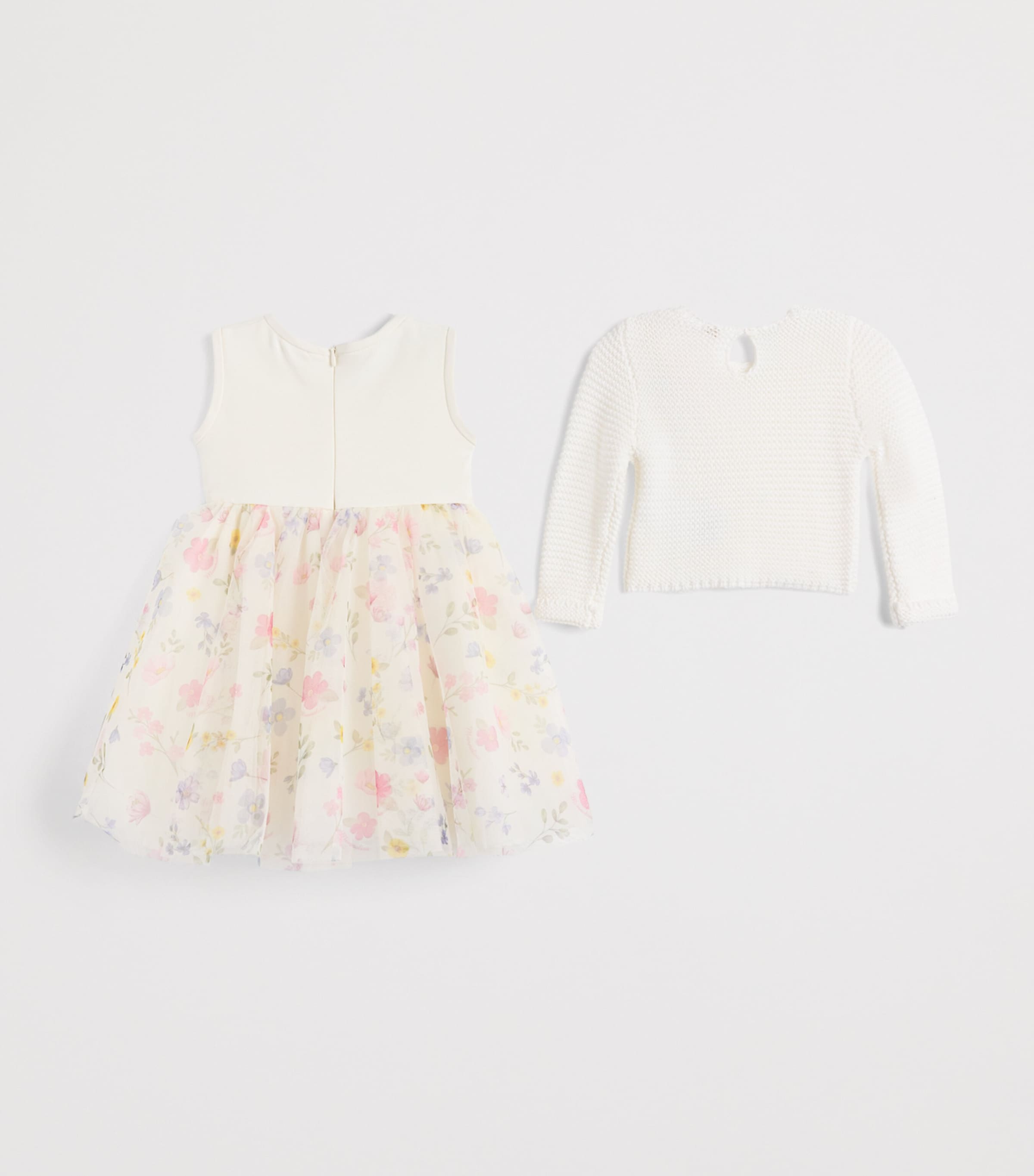 Monnalisa Cotton Sweater and Dress Set (9 Months – 6 Years) Gardenia Image 2